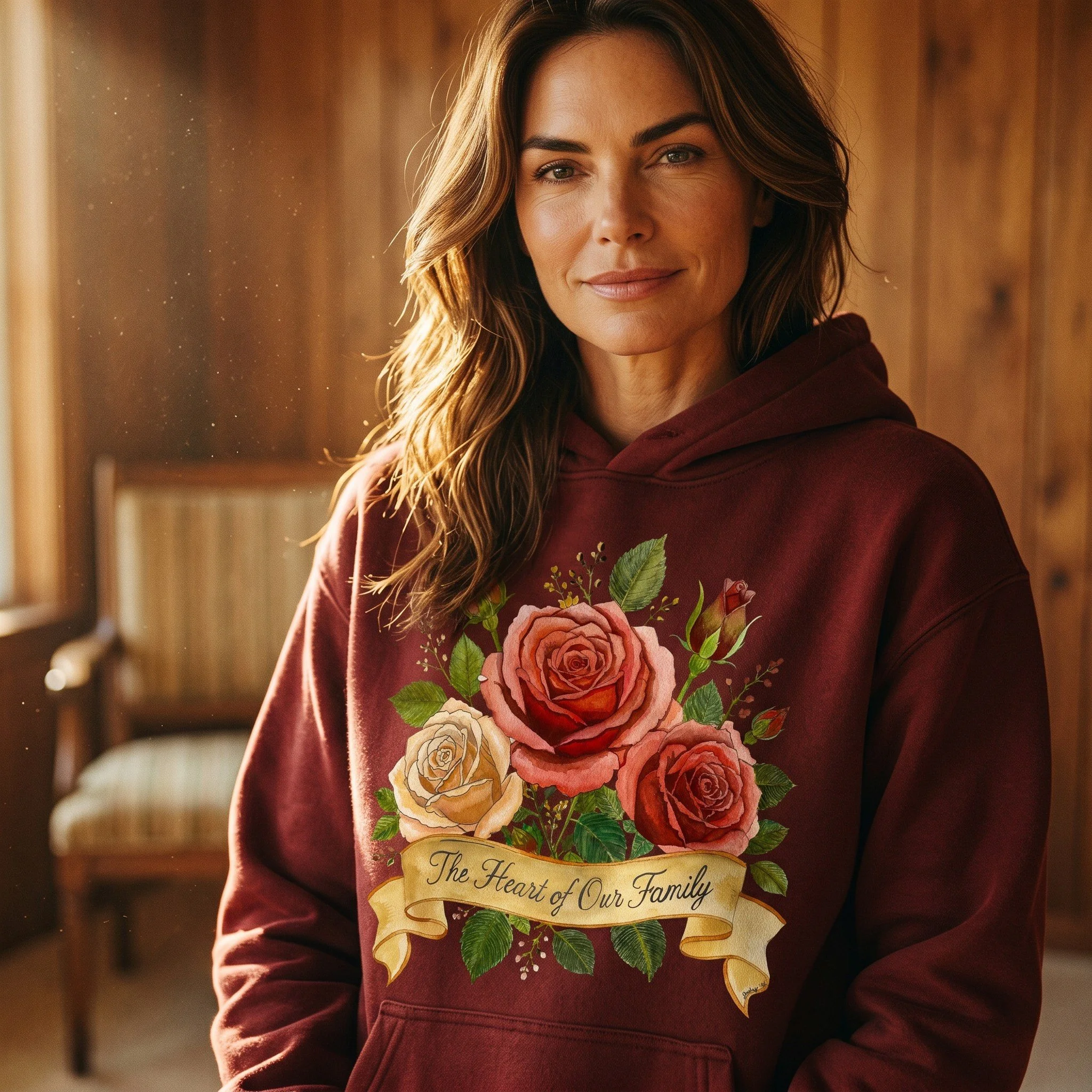 Three Roses | The Heart of Our Family Graphic Hoodie