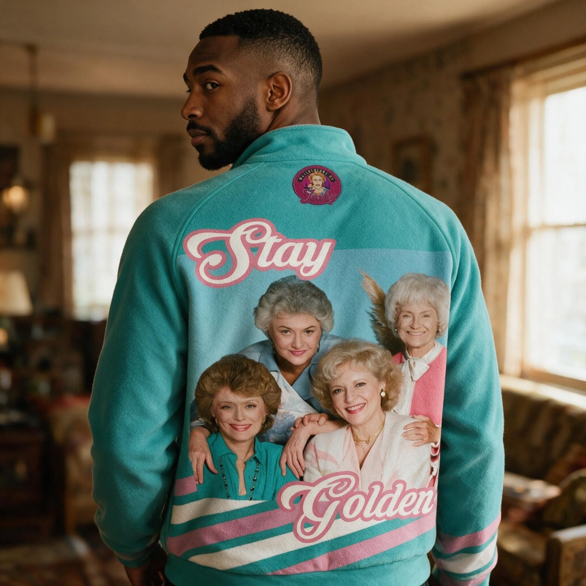 Betty White "Stay Golden" Miami Pink and Turquoise Full-Zip Fleece