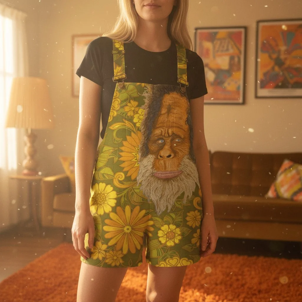 Harry and the Hendersons Vintage Floral Unisex Short Coveralls Jumpsuit