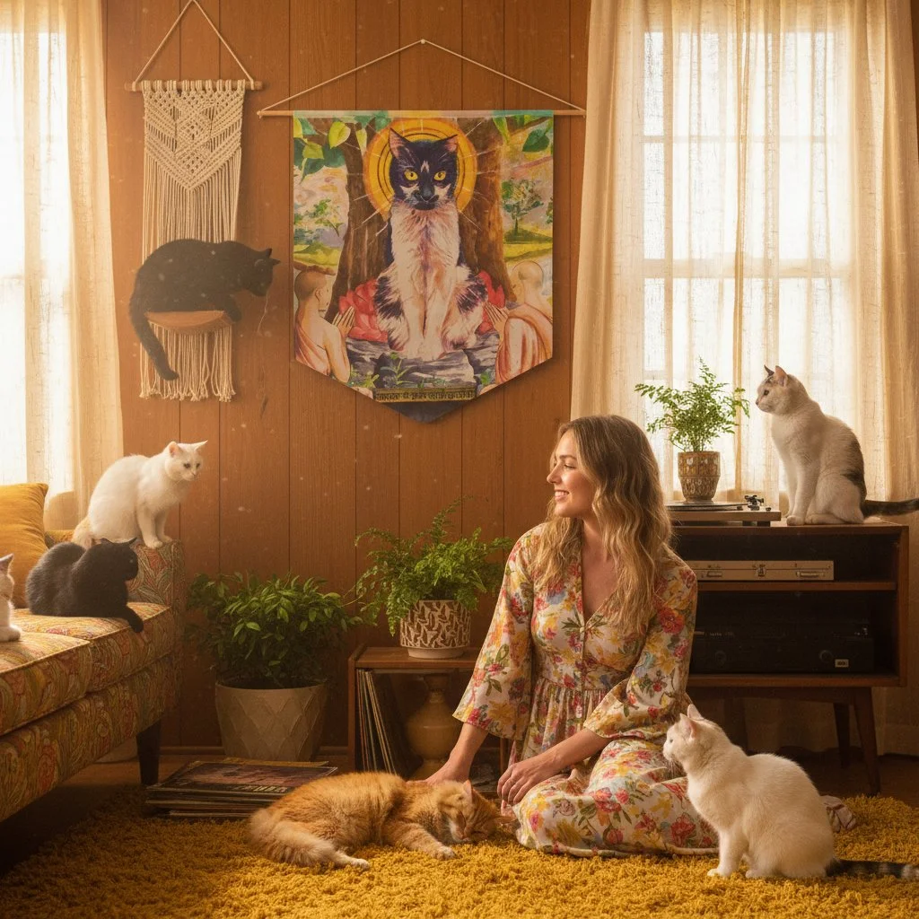 Zen Cat Wall Pennant