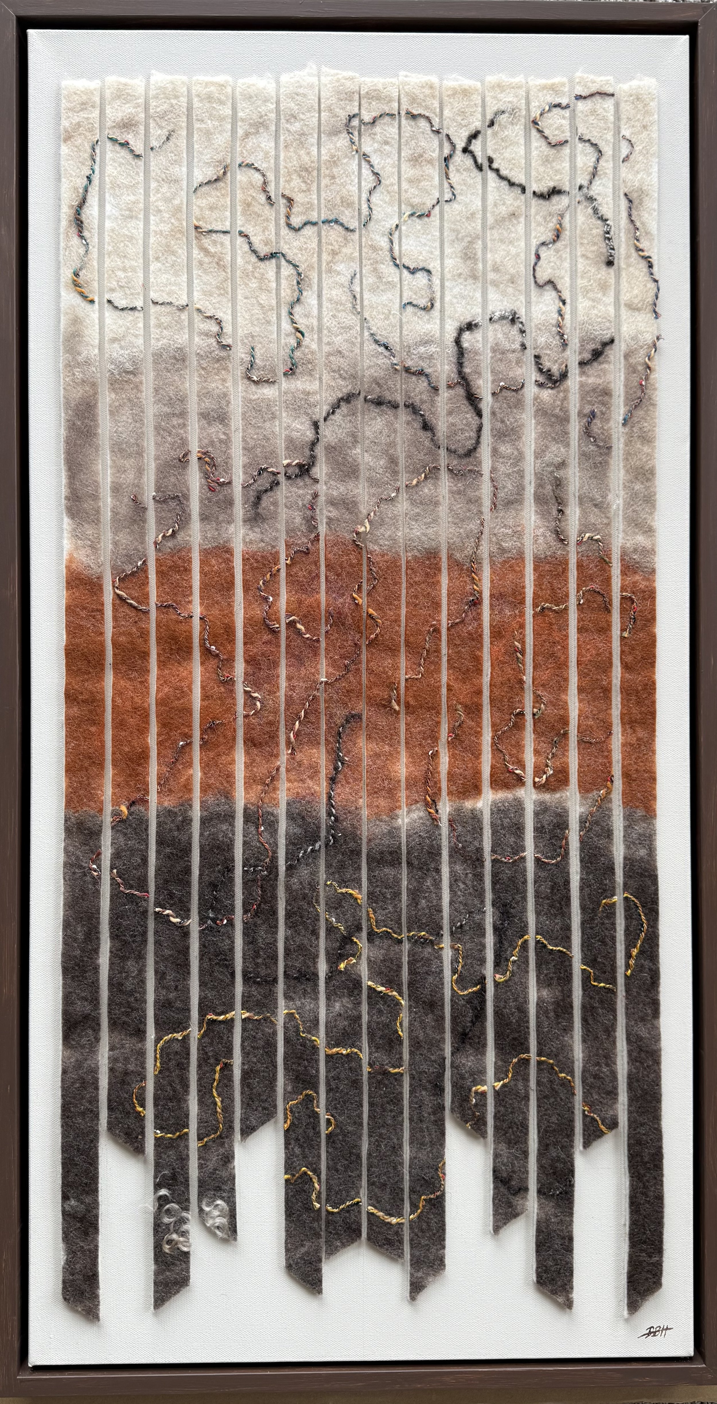 "Transformation by Degree II"
Felt, Yarn, Acrylic on Canvas
18" x 36"