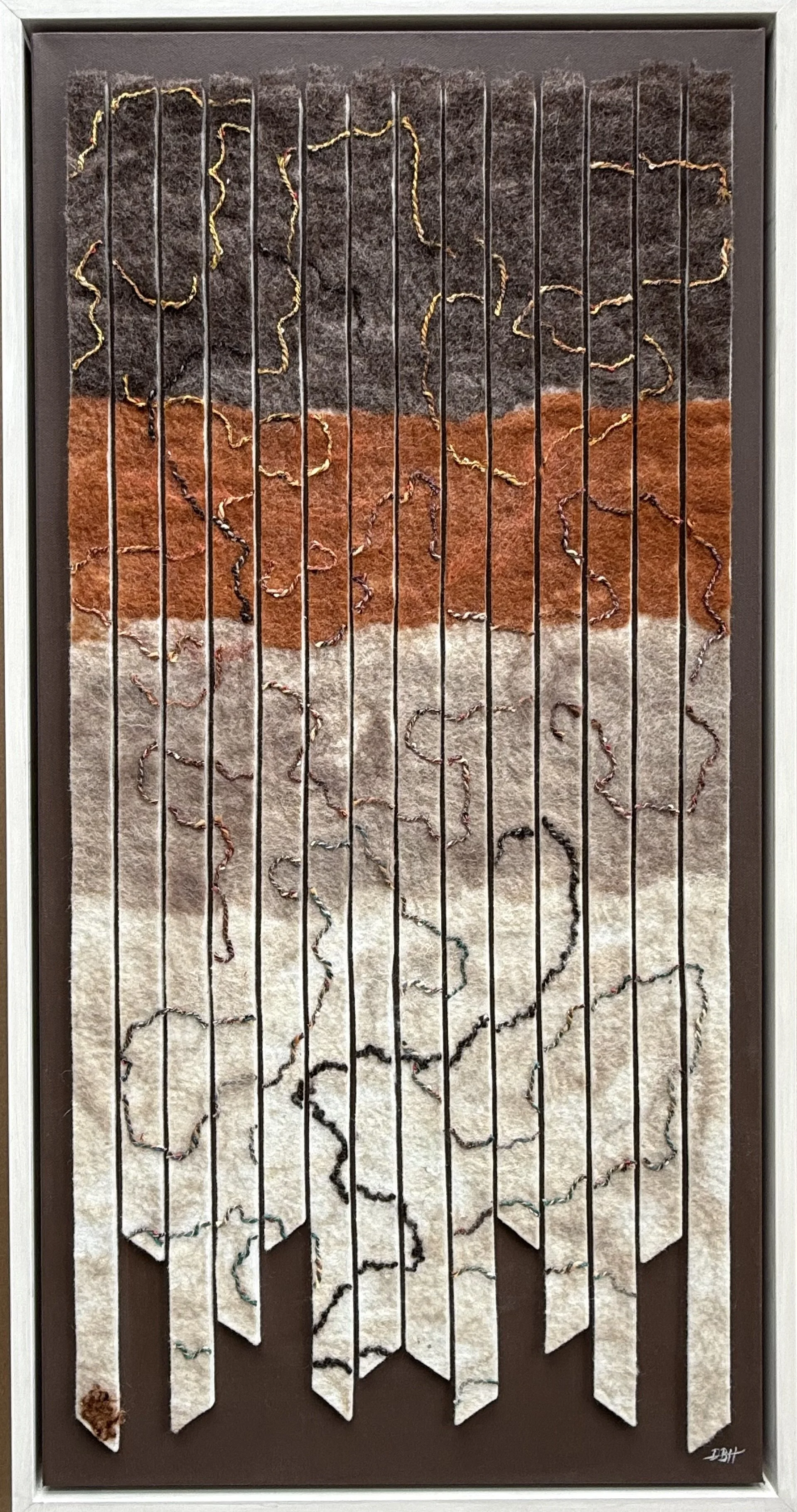 "Transformation by Degree I"
Felt, Yarn, Acrylic on Canvas
18" x 36"
