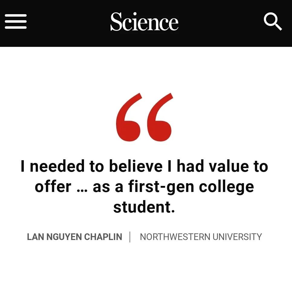 A great article on mentoring for first gen students. 

&quot;How will others see what you have to offer if you don't see it in yourself&quot;

Full link: https://scim.ag/xg
#science #sciencemagazine #mentorship #mentor #firstgen #selfworth #confidenc