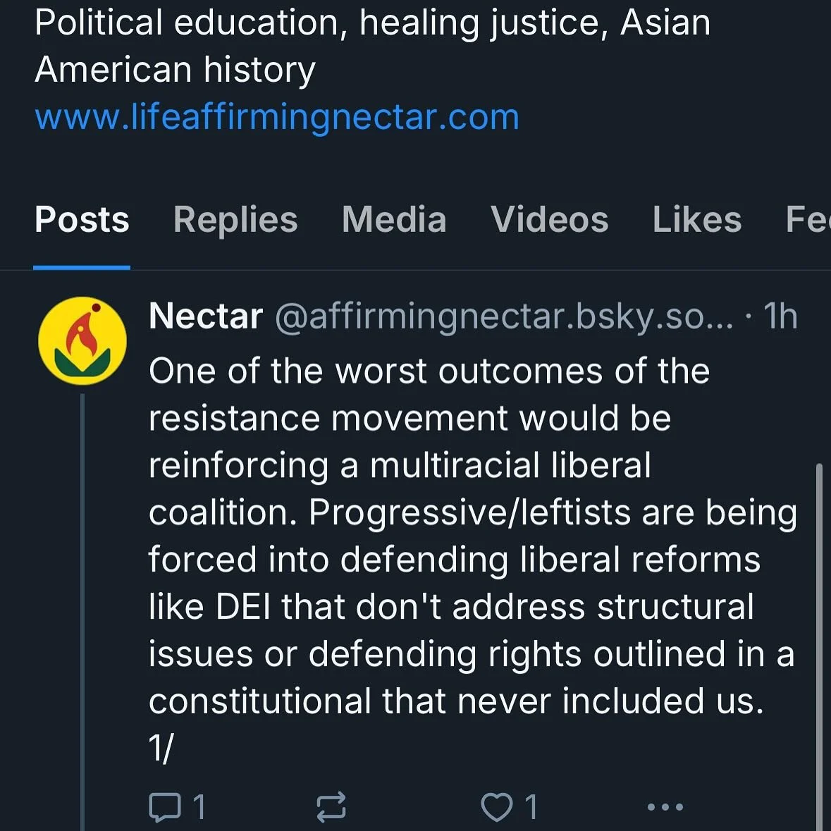 Hello blue sky!

First post: One of the worst outcomes of the resistance movement would be reinforcing a multiracial liberal coalition. Progressive/leftists are being forced into defending liberal reforms like DEI that don&rsquo;t address structural 