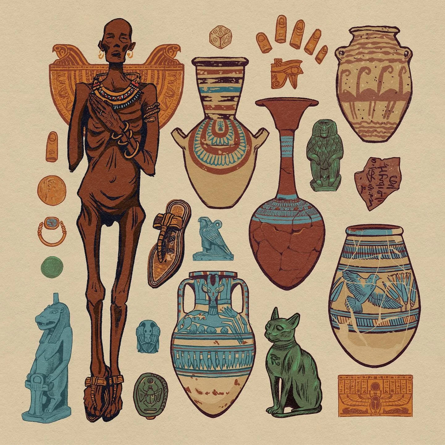 I&rsquo;ve always been fascinated with archeology. The Egyptian empire was around for over 3,000 years! Here are some studies of artifacts from the Ptolemaic dynasty. Which was the longest and last of the Egyptian dynasties. 305-30 BCE 

#ancientegyp