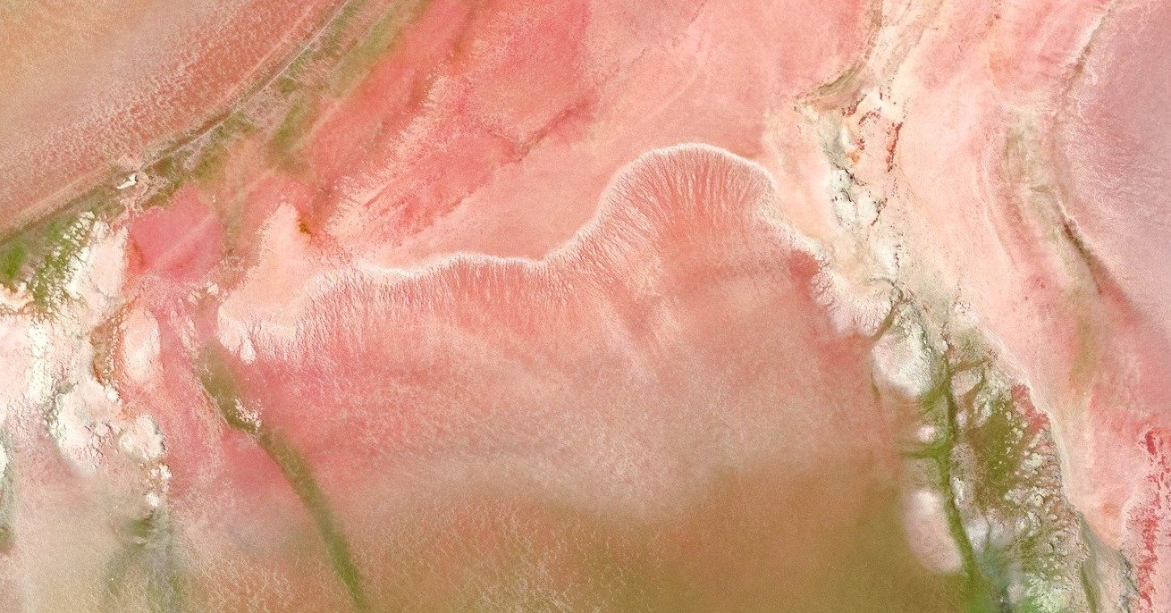 'Salt Bloom- Blush' 2026. Can you believe the beauty that unfolds when nature's palette is revealed? The pink is like a beacon of hope, shouting 'I'm alive!' And the green is a gentle reminder, 'I'm the harmony that balances it all!' From above, it's
