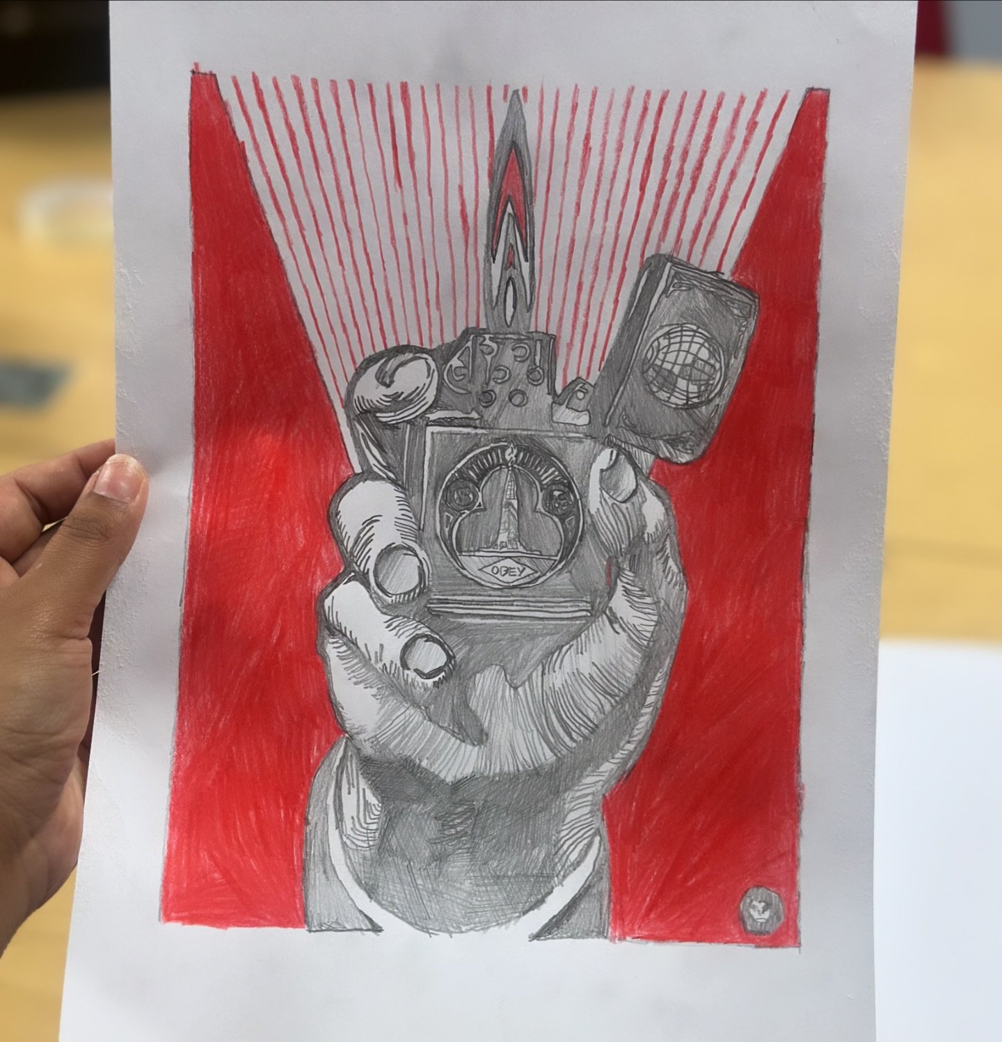 Shepard fairey inspired made by one of our inker&rsquo;s, looking at propaganda and pop art
