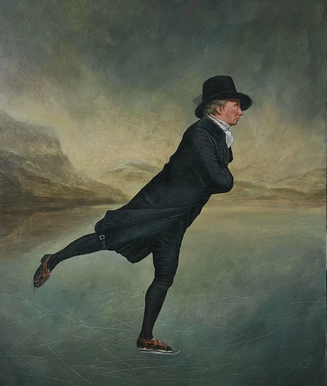 My reproduction of the iconic Scottish painting, The Skating Minister, from @scottishnationalgallery  It was originally painted in the 1790s and attributed to Sir Henry Raeburn, the work captures Reverend Robert Walker gliding across the frozen Duddi