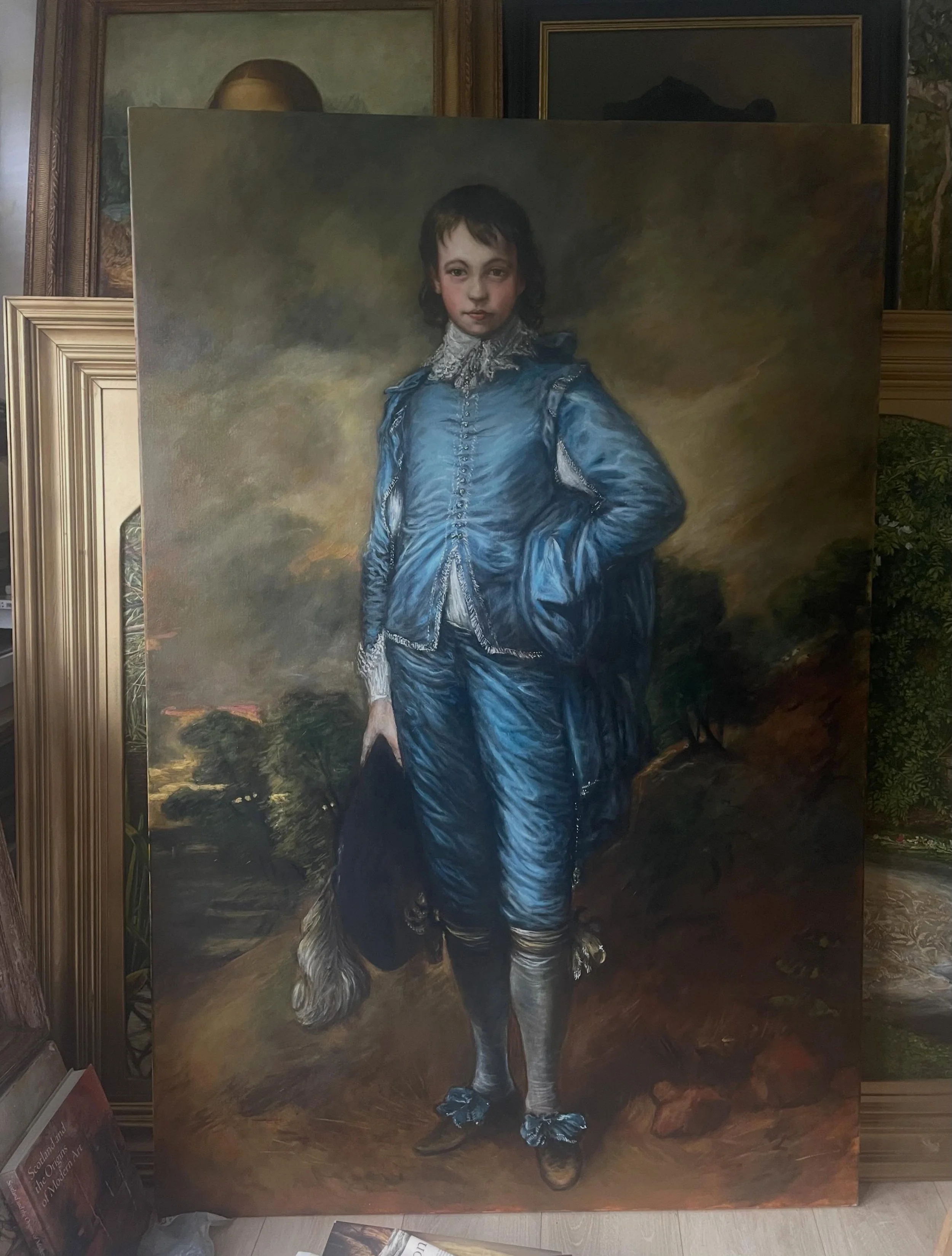 I&rsquo;m also working on one of Gainsborough&rsquo;s best-known works, The Blue Boy (owned by @thehuntingtonlibrary ). This iconic painting was first shown in public in the Royal Academy exhibition of 1770 as A Portrait of a Young Gentleman, where i