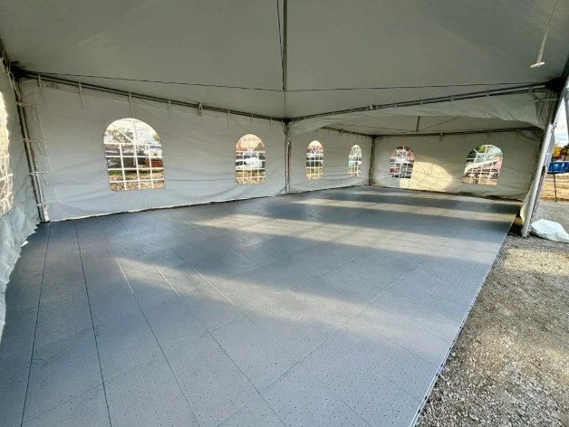 Subfloor on grass under an outdoor dance floor