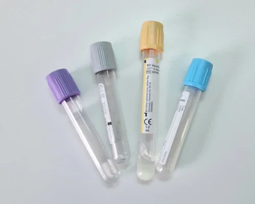 Colour-coded blood collection tubes used for private blood tests and diagnostic screening at Imaginatal