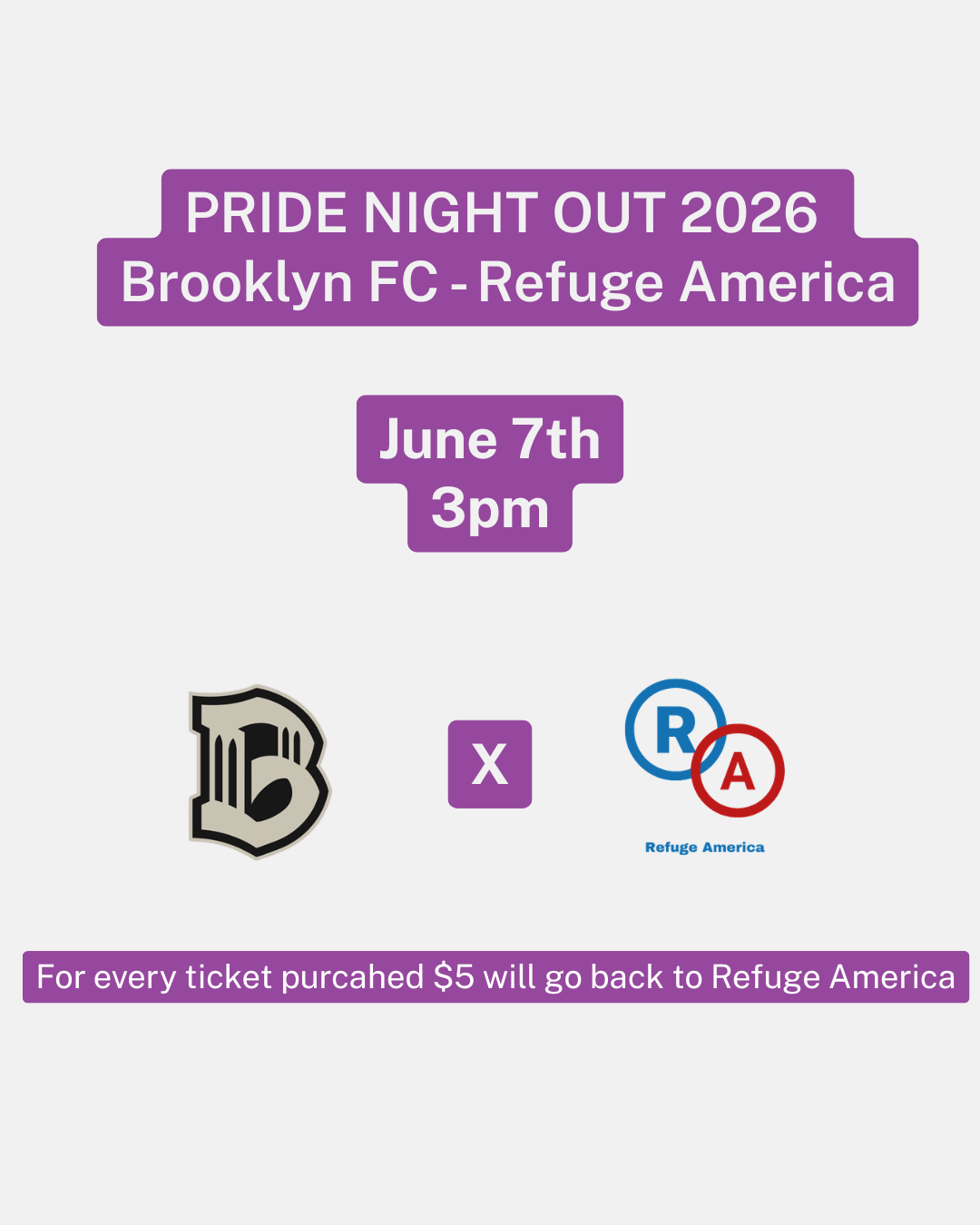 PRIDE NIGHT OUT Brooklyn FC - Refuge America