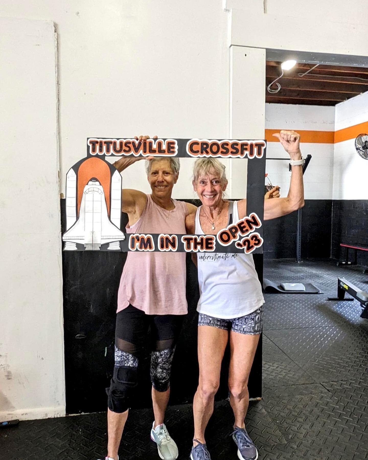 Our girls doing their first #crossfitopen today! Way to go Pam + Karen!! 
.