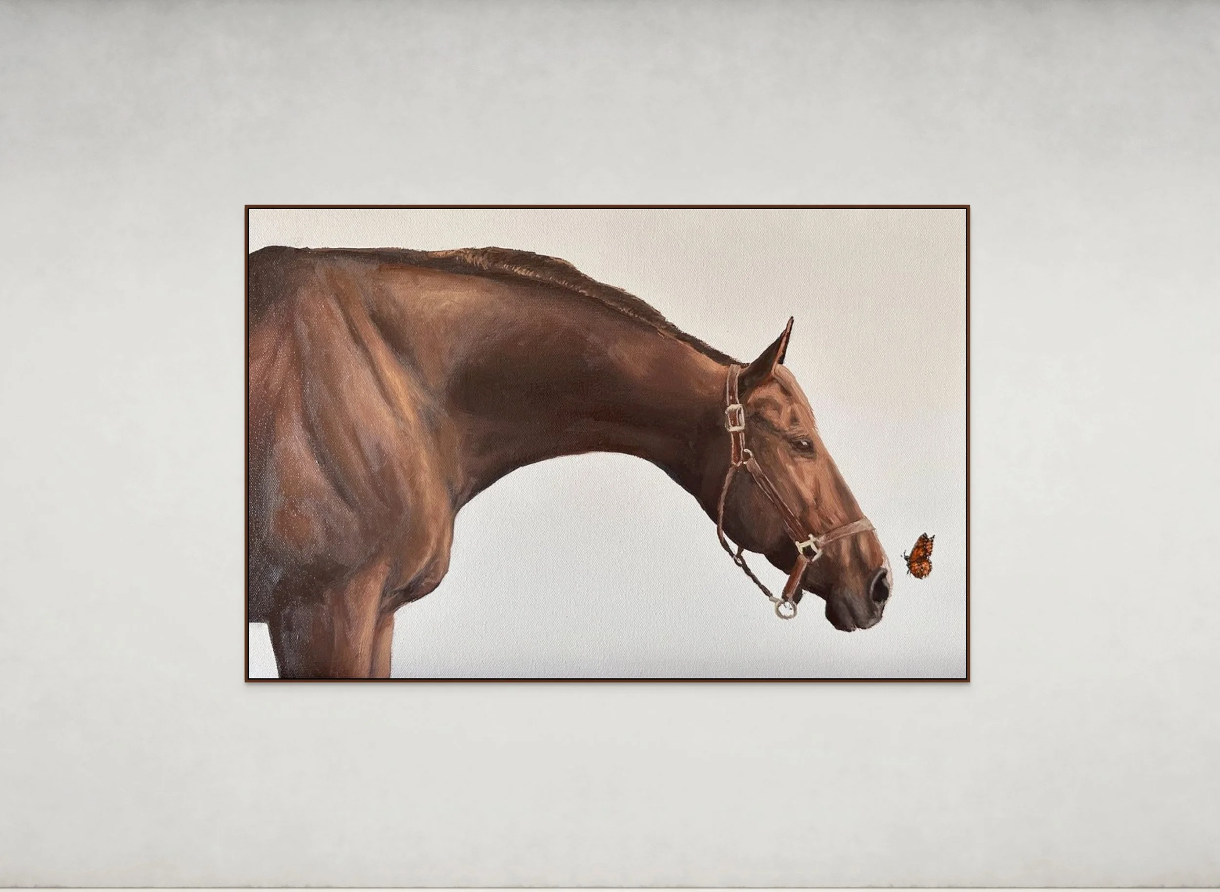 horse portrait with a monarch butterfly original oil painting