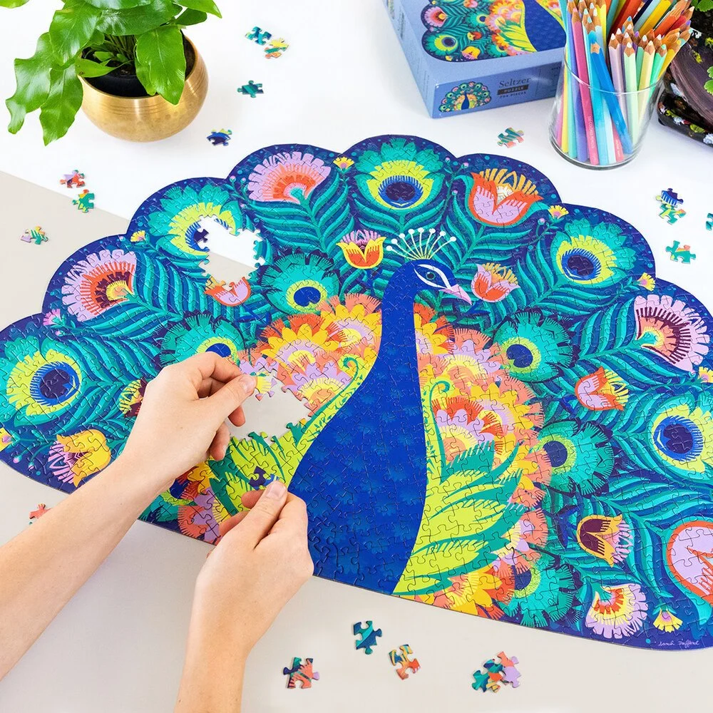   Seltzer Goods   794 Piece Peacock Shaped Puzzle Puzzle made from 100% Recycled Board 