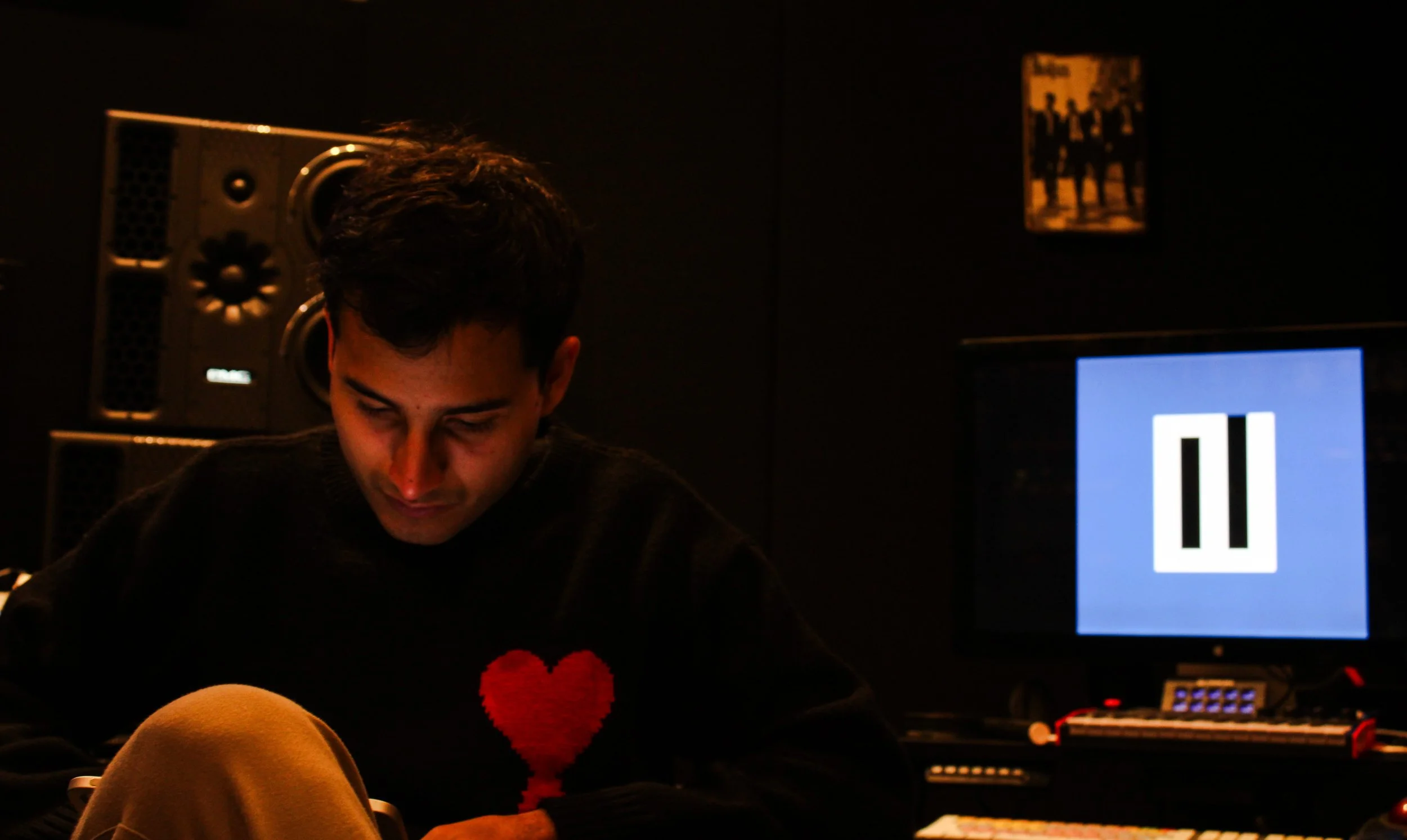 Creative process inside a modern recording studio