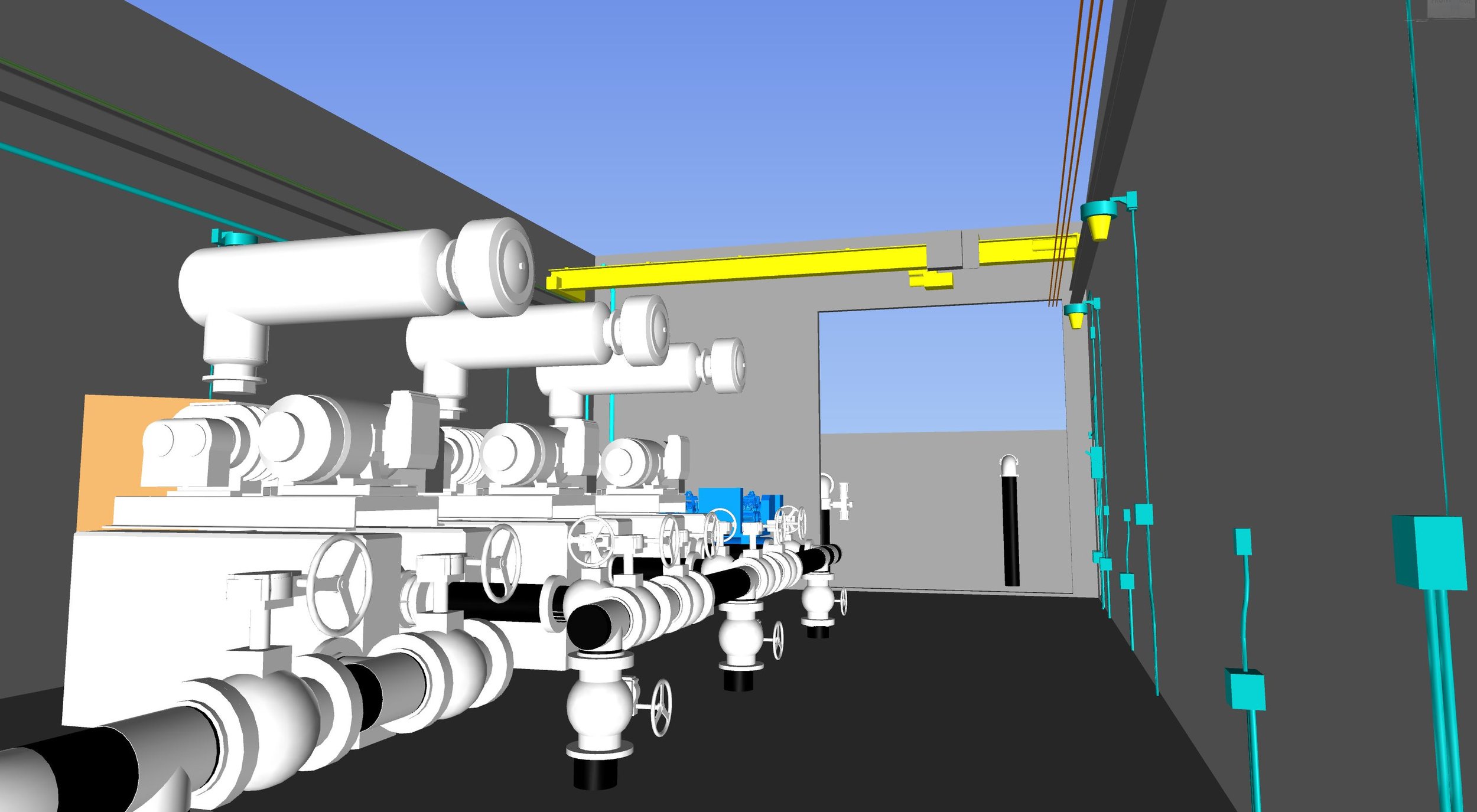 Wastewater Facility - 3D Model of Interior Pump Room