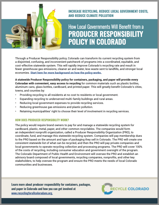 Fact Sheets — Support Recycling for All Coloradans Colorado Producer
