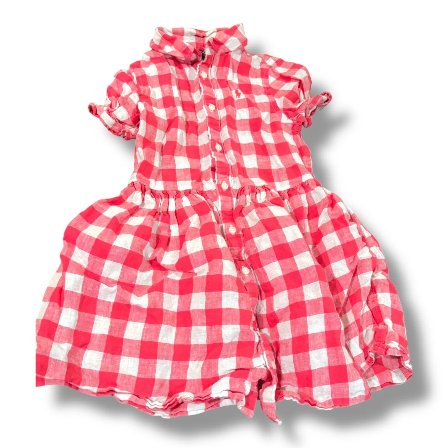 Size 5 Polo Ralph Lauren pink/white checkered dress w/ front buttons