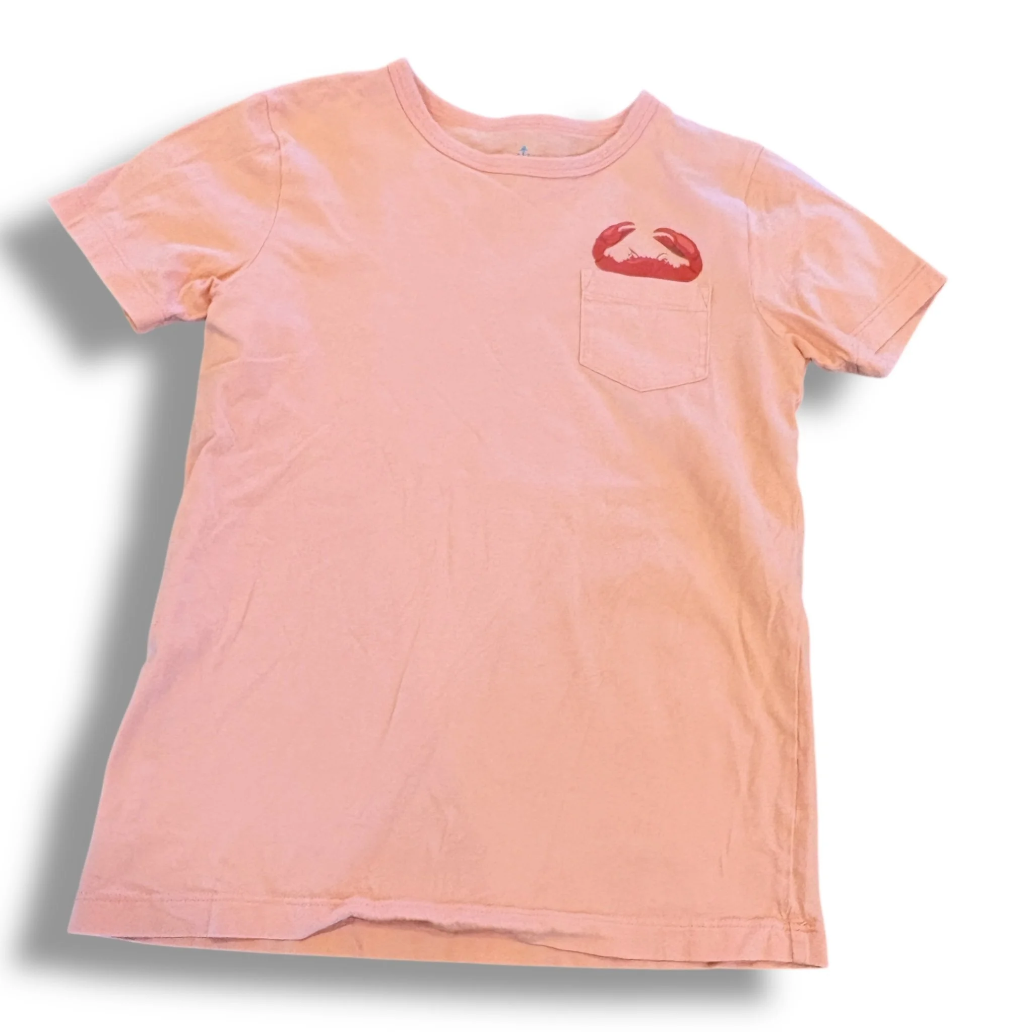 Size 8 Crewcuts peach tee with crab in pocket