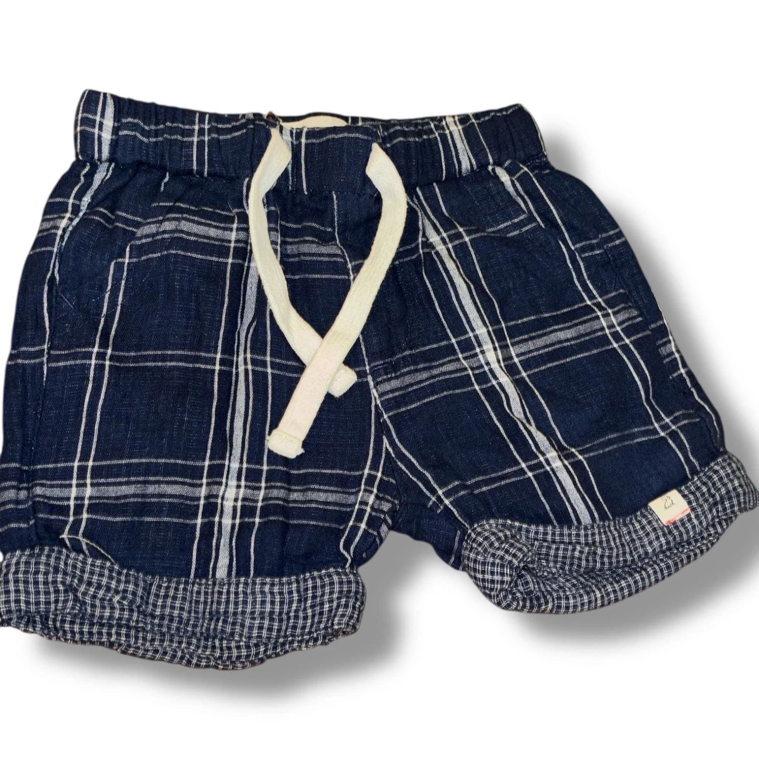 Size 12-18 month Me & Henry navy/white plaid draw-string shorts