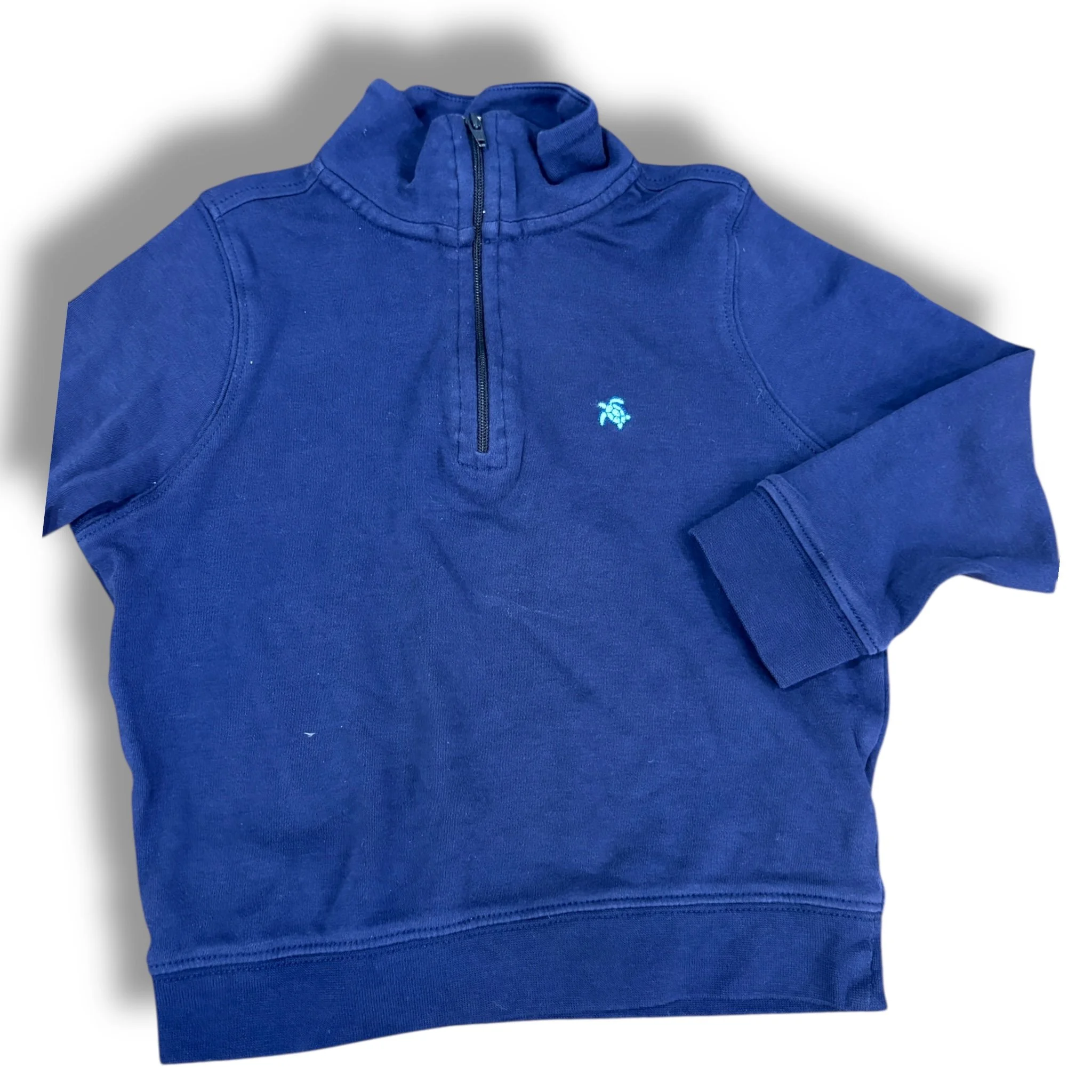 Size 4, fits like a 2-3 J. Bailey navy knit quarter zip