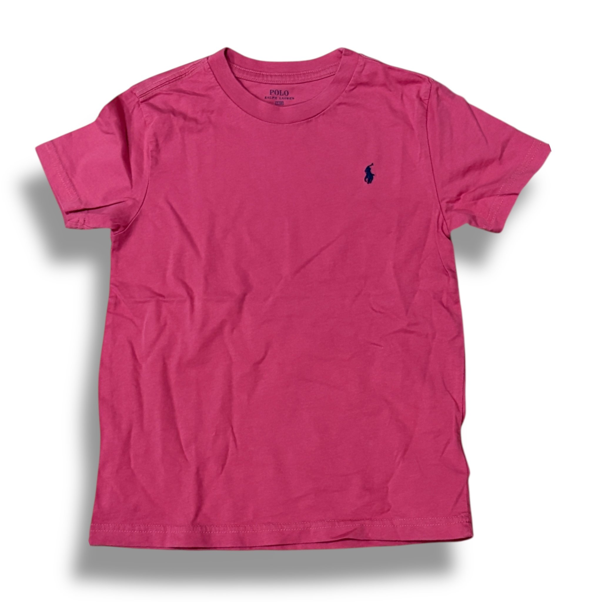 Size 7 Ralph Lauren deep salmon tee with navy rider