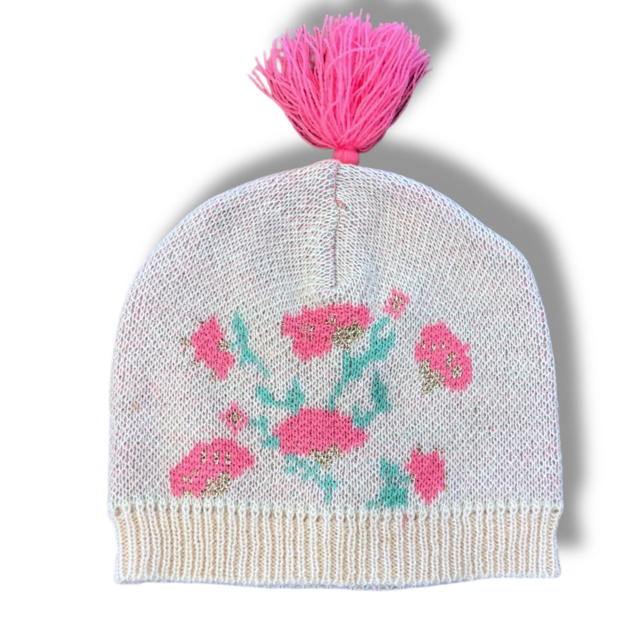 Size 12 month Louise misha tan, pink/gold flowers pink tassle