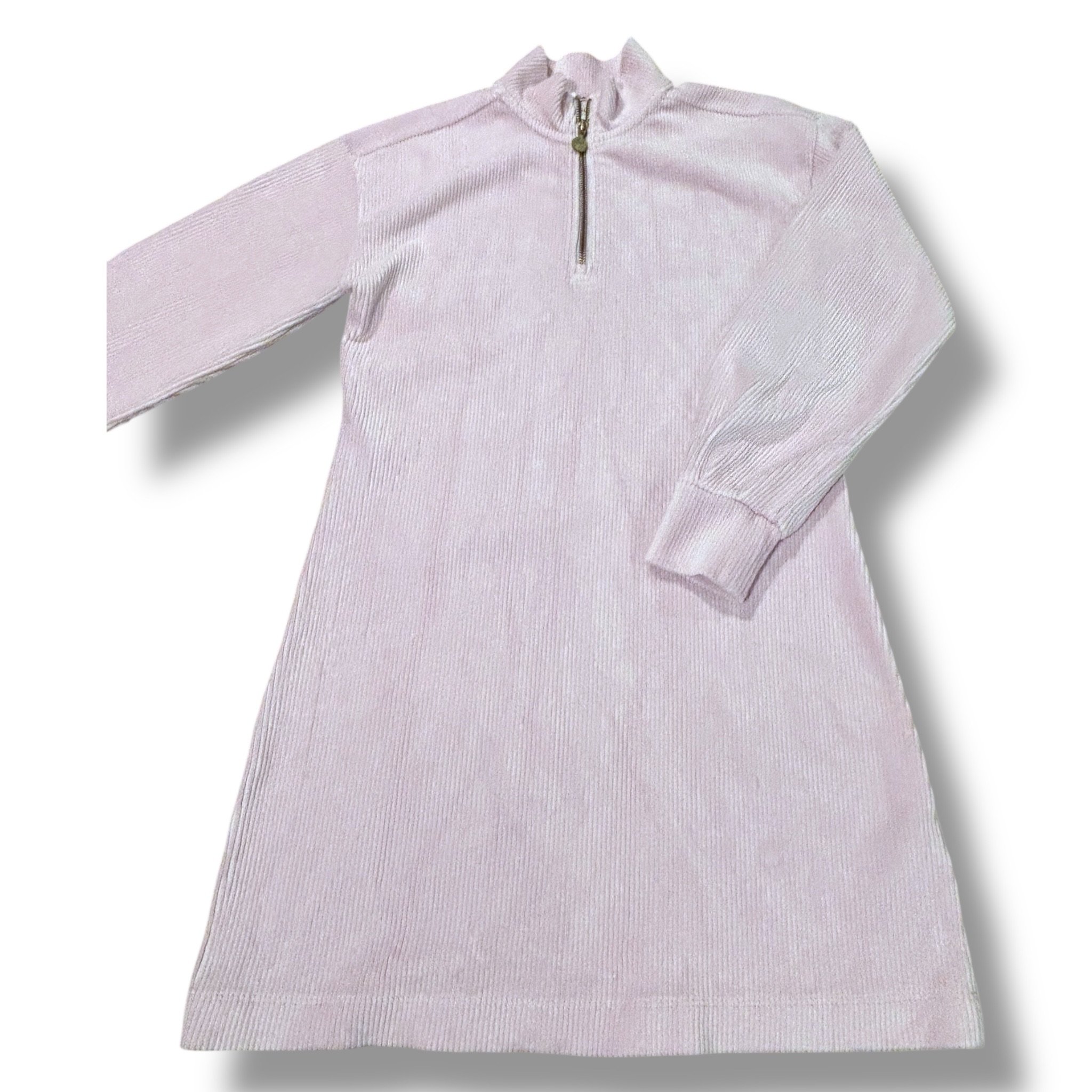 Size 12 Scotch & Soda lavender ribbed velour dress w/ gold peace sign zipper pull