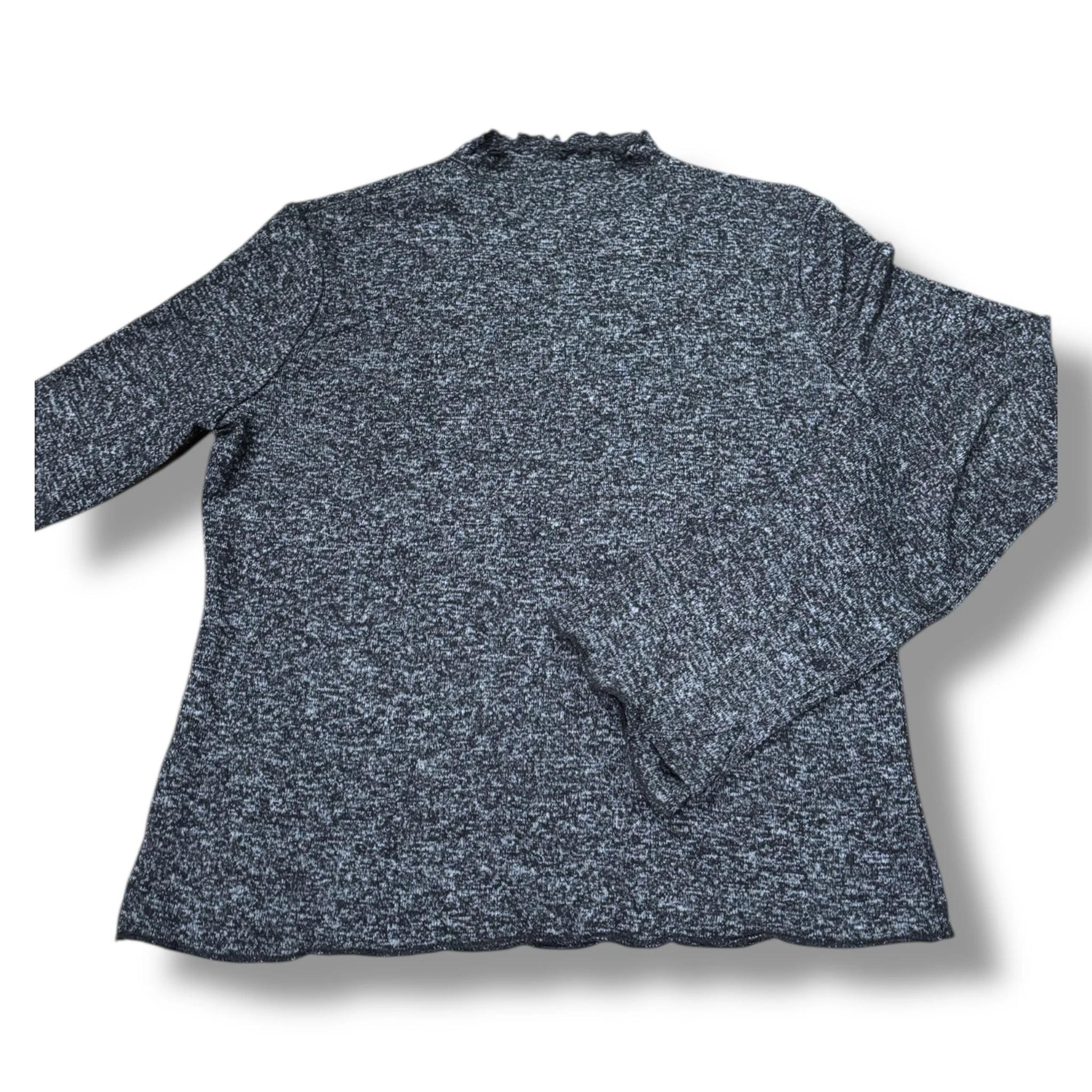 Size 8-10 Athleta heather black/white mock-neck gauze long-sleeve tee