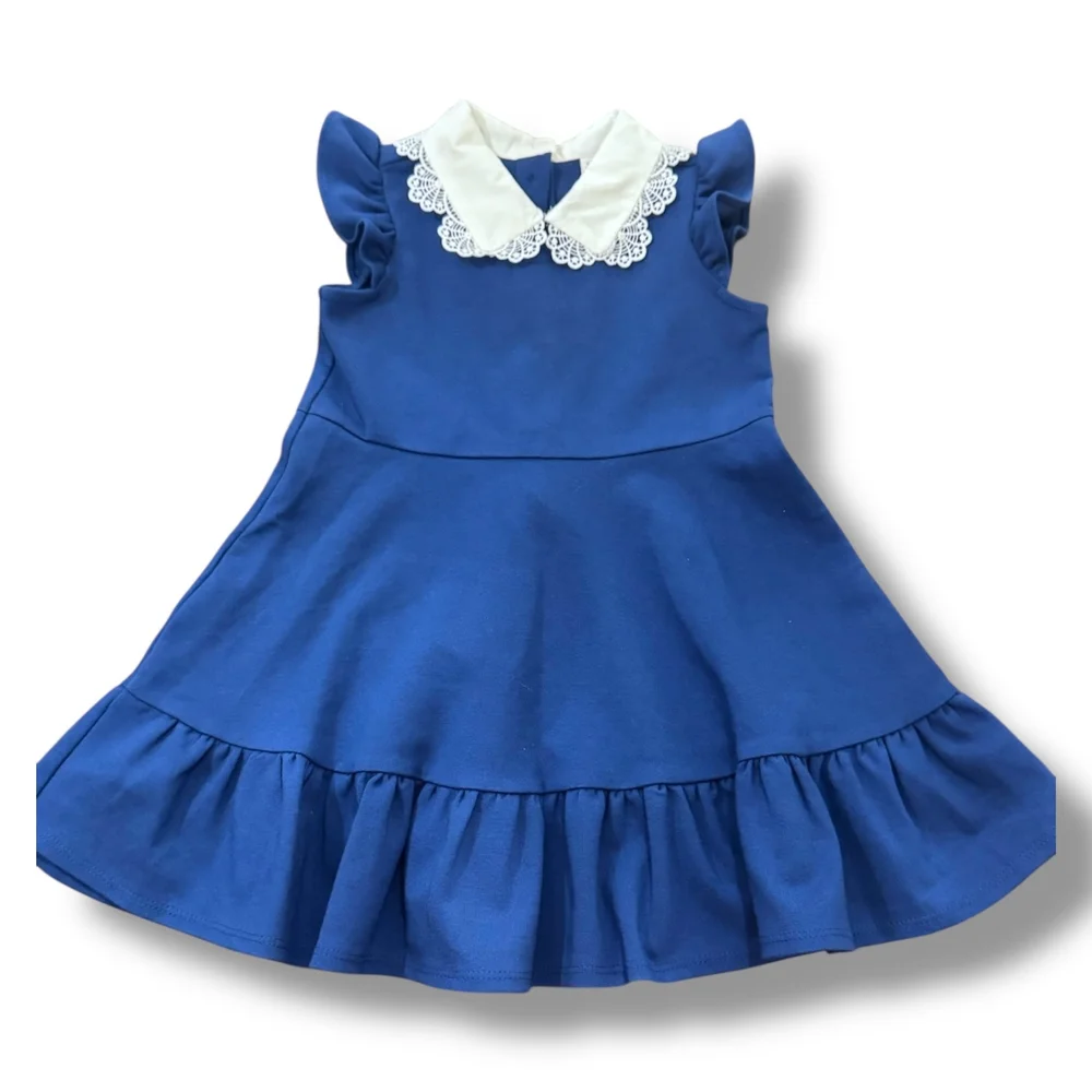 Size 2 Janie and Jack navy tiered dress with white lace collar Sharing Sunshine Size 2 Janie and Jack navy tiered dress with white lace collar Sharing Sunshine