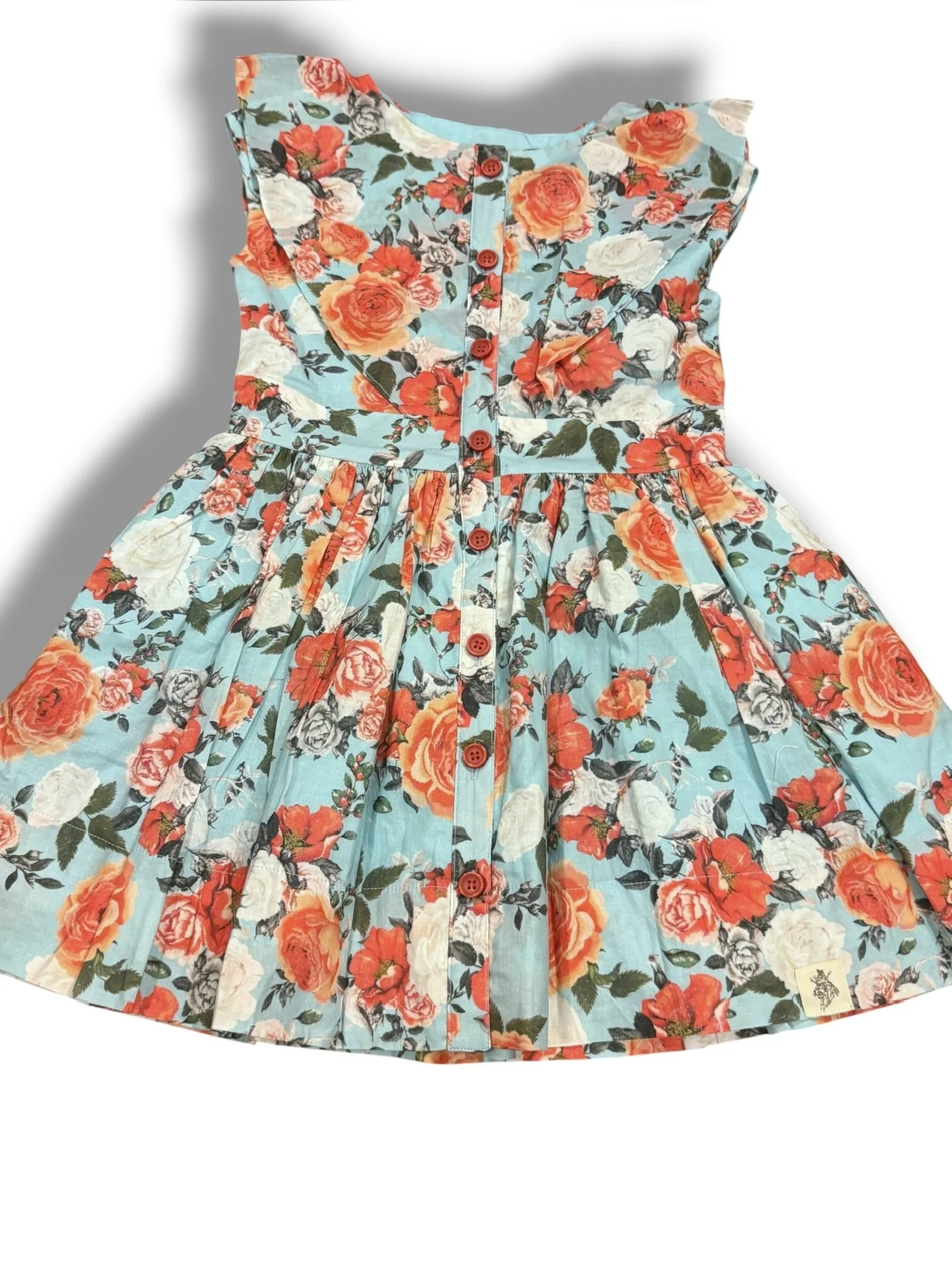 Size 5 Bijou Savage Clothier blue dress with white and orange roses