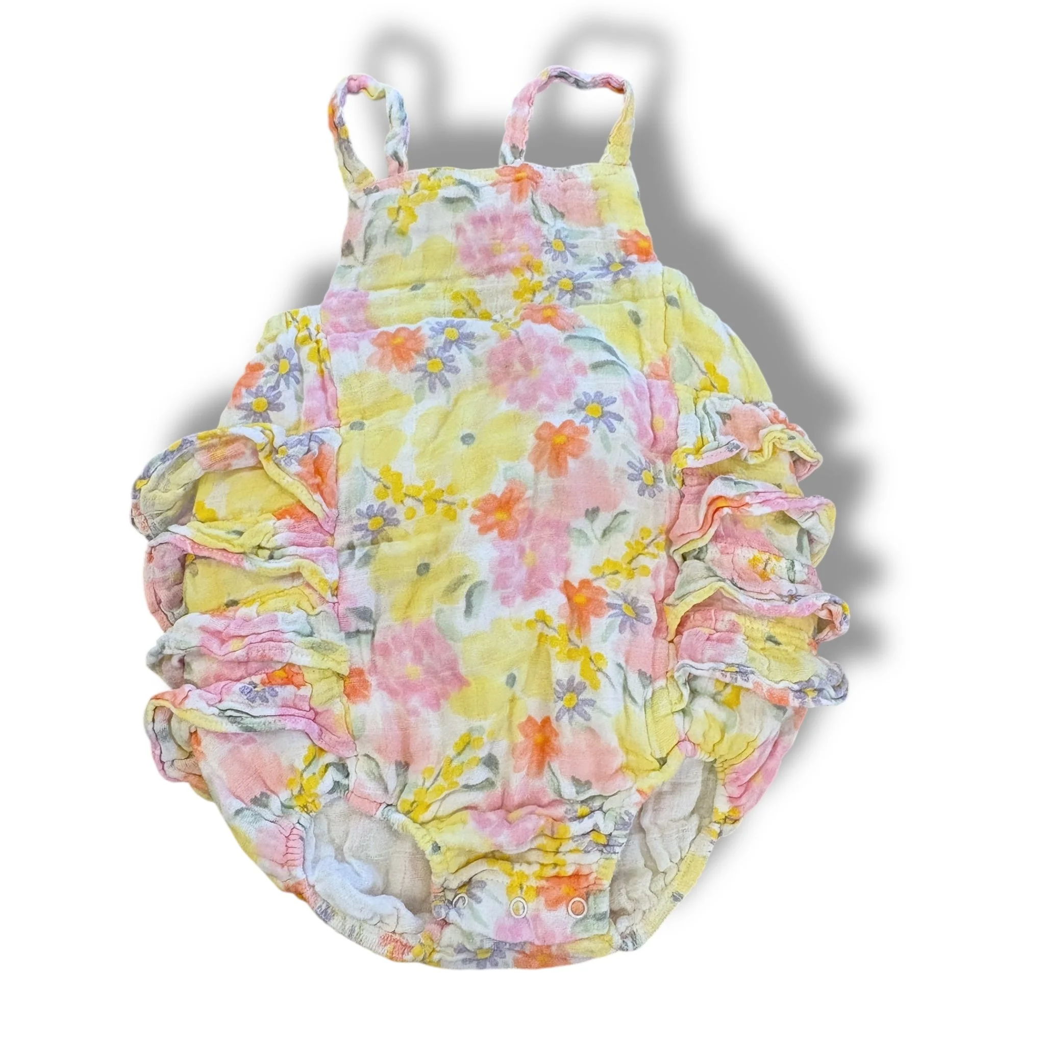 Size 18-24 month Angel dear yellow/pink/orange floral muslin bubble