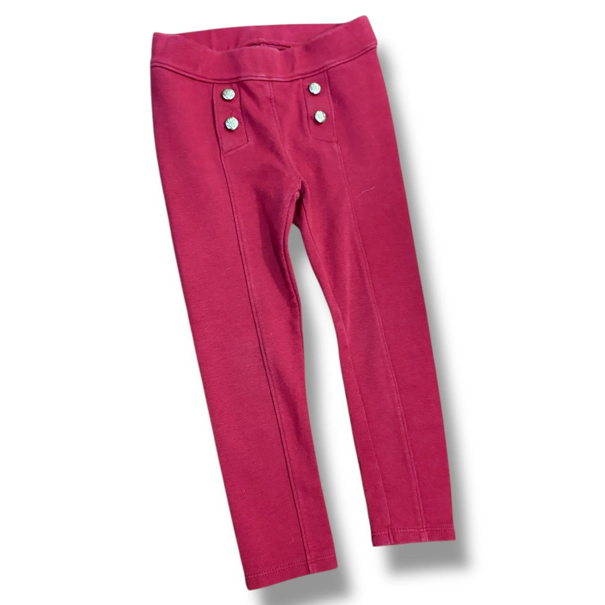 Size 3 Janie and jack burgundy leggings with gold buttons