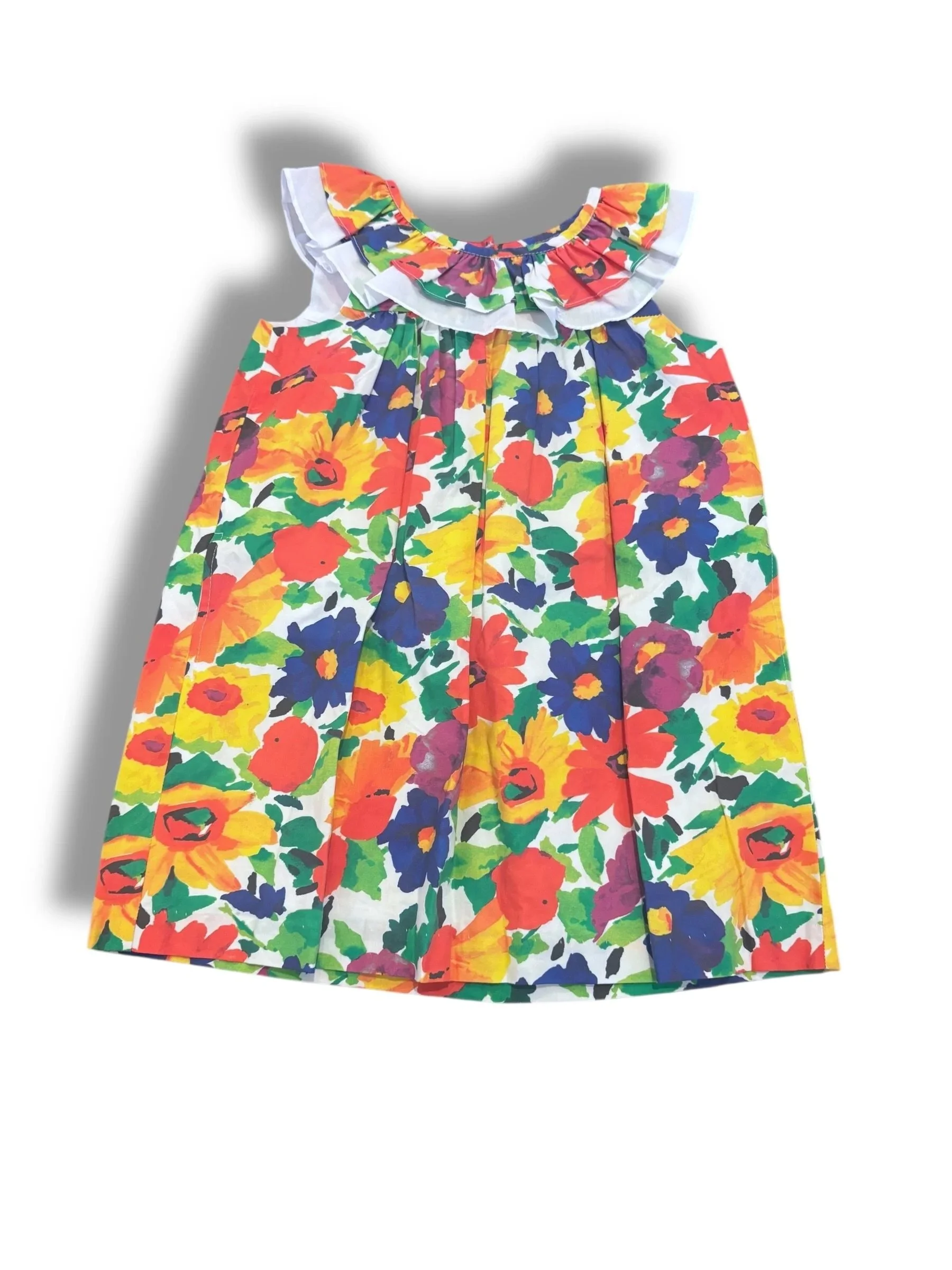 Size 5 Bella Bliss bright florals dress w/ white trimmed collar