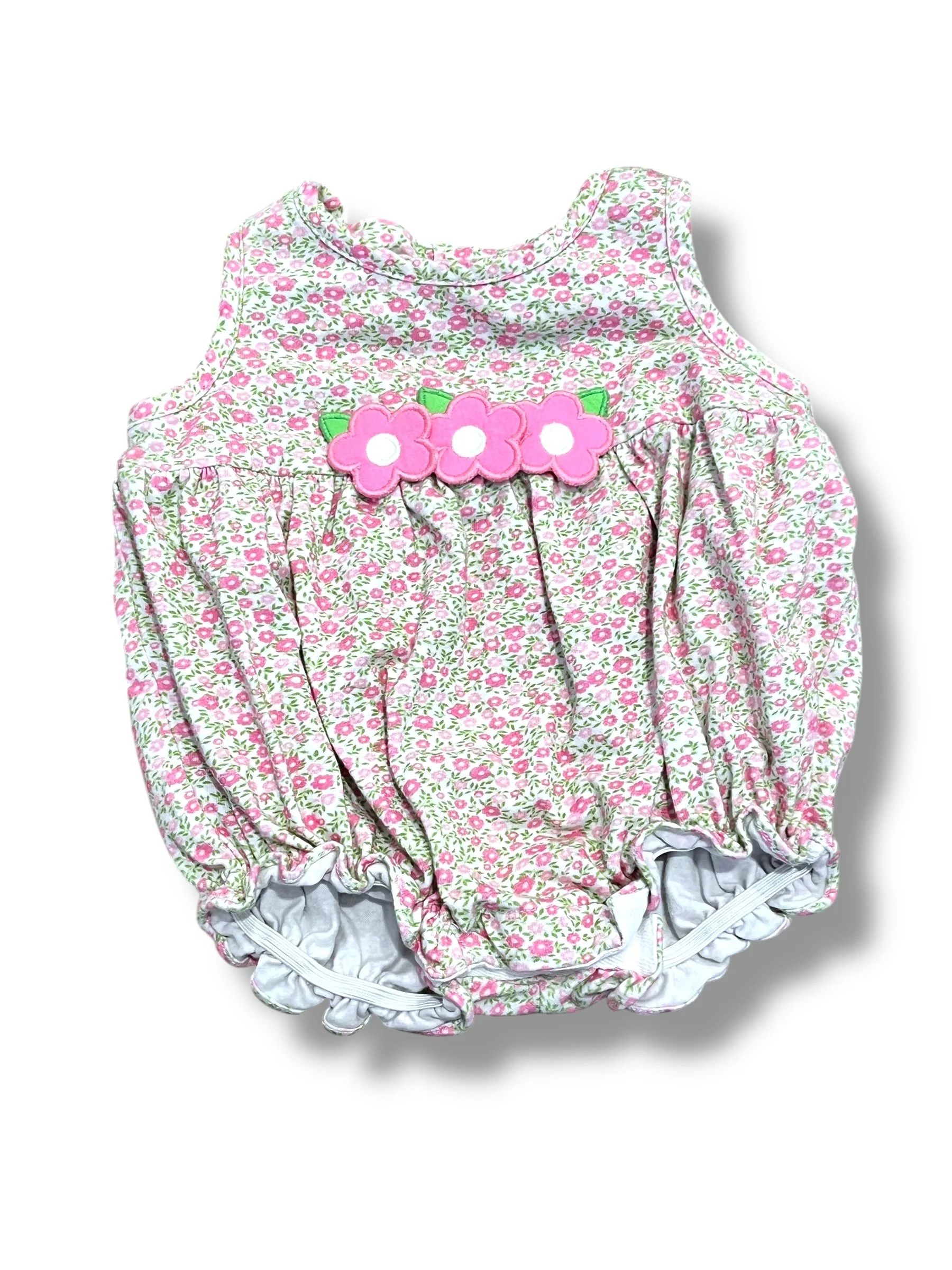 Size 3 Florence Eiseman pink/green bubble with pink flowers