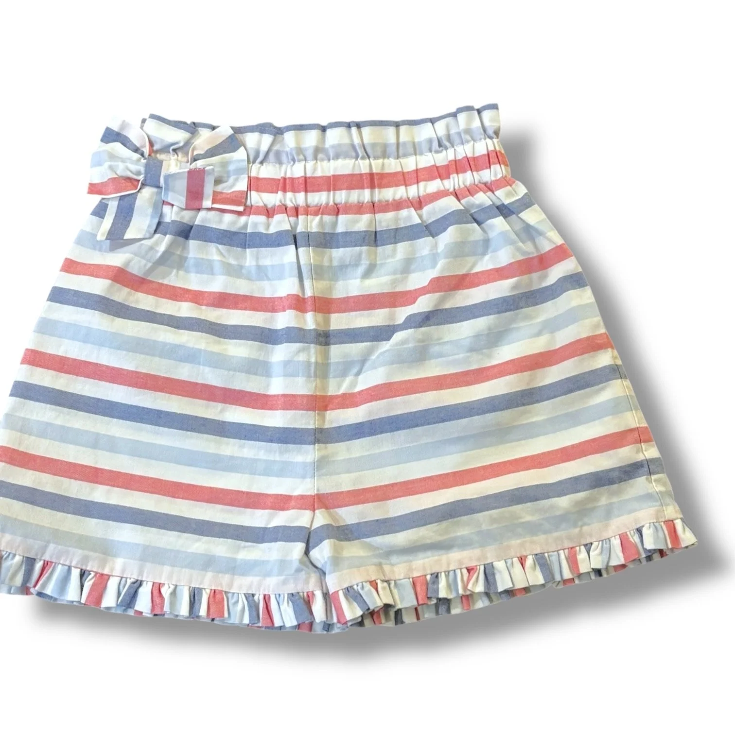 Size 10 Little English red/white/blue striped pull-on shorts w/ bow at waist