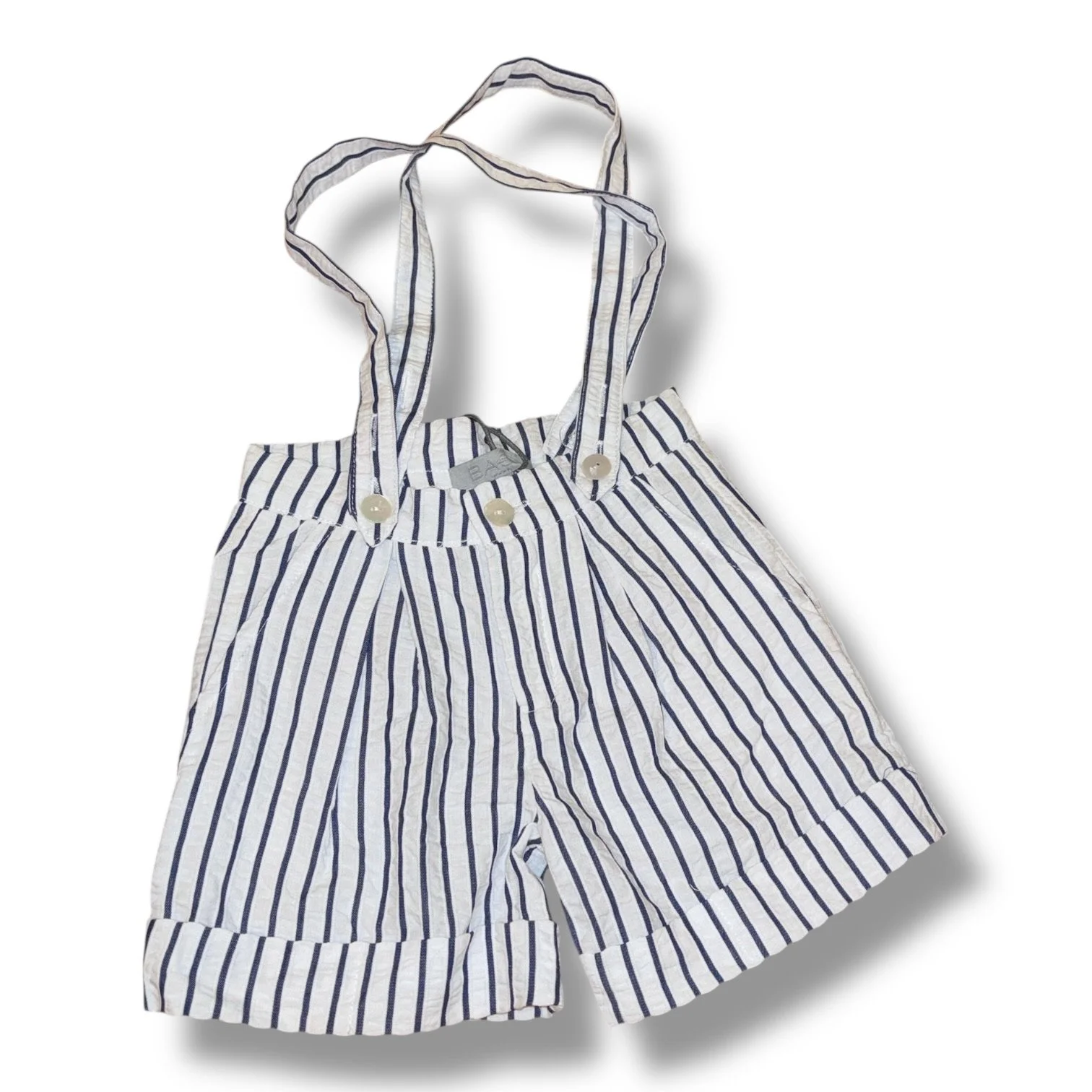 Size 3 Bace Collection navy/white wide striped shorts w/ suspenders NWT