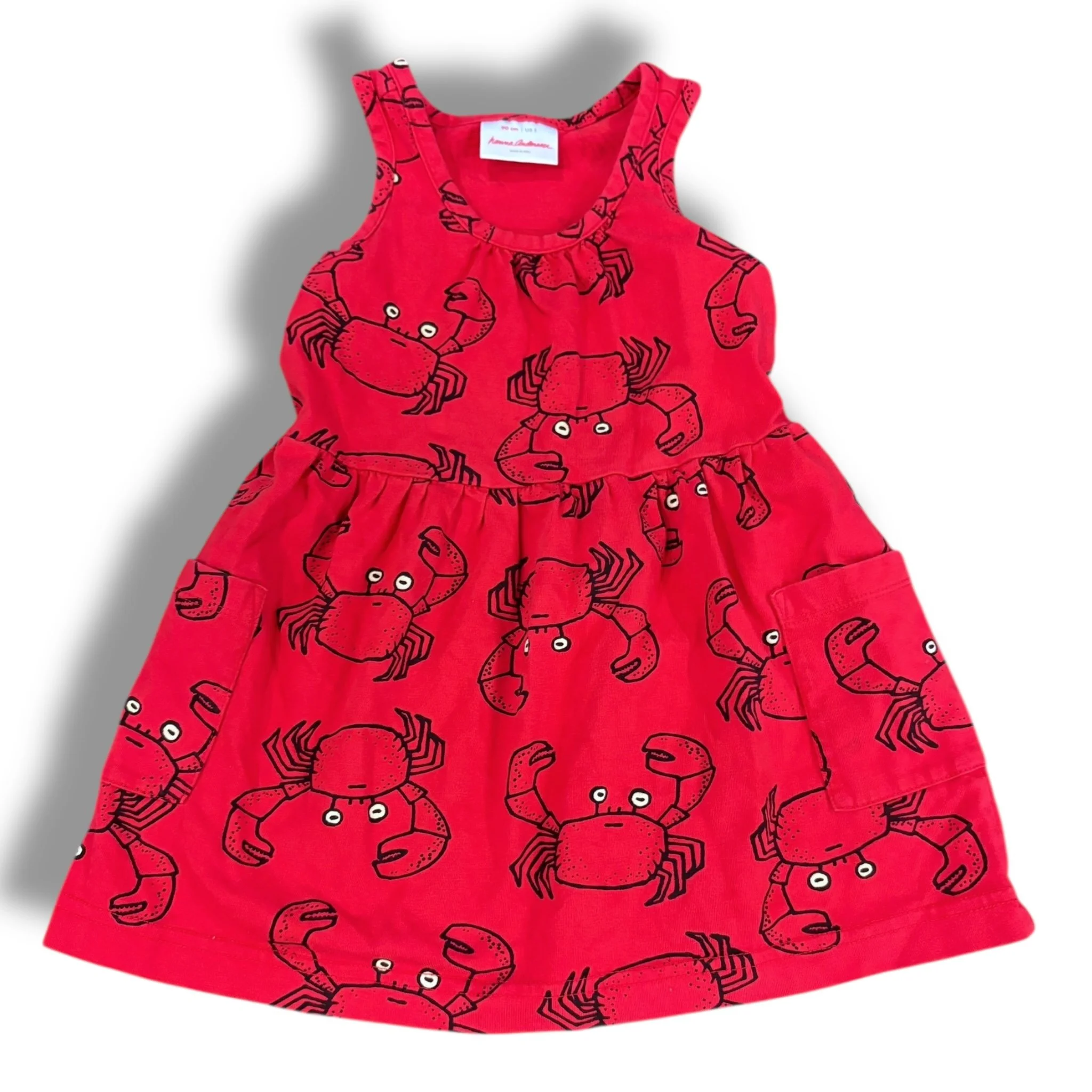 Size 3 Hanna Andersson red knit tank dress with crabs
