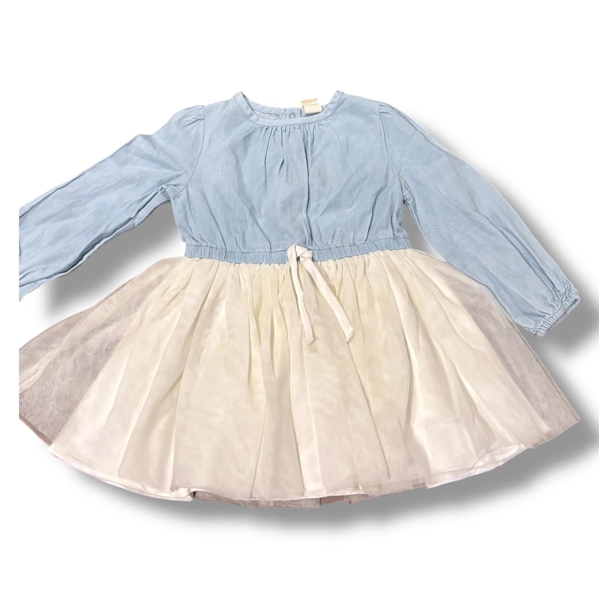 Size 18 month Tucker + Tate dress - light chambray top & cream tulle skirt