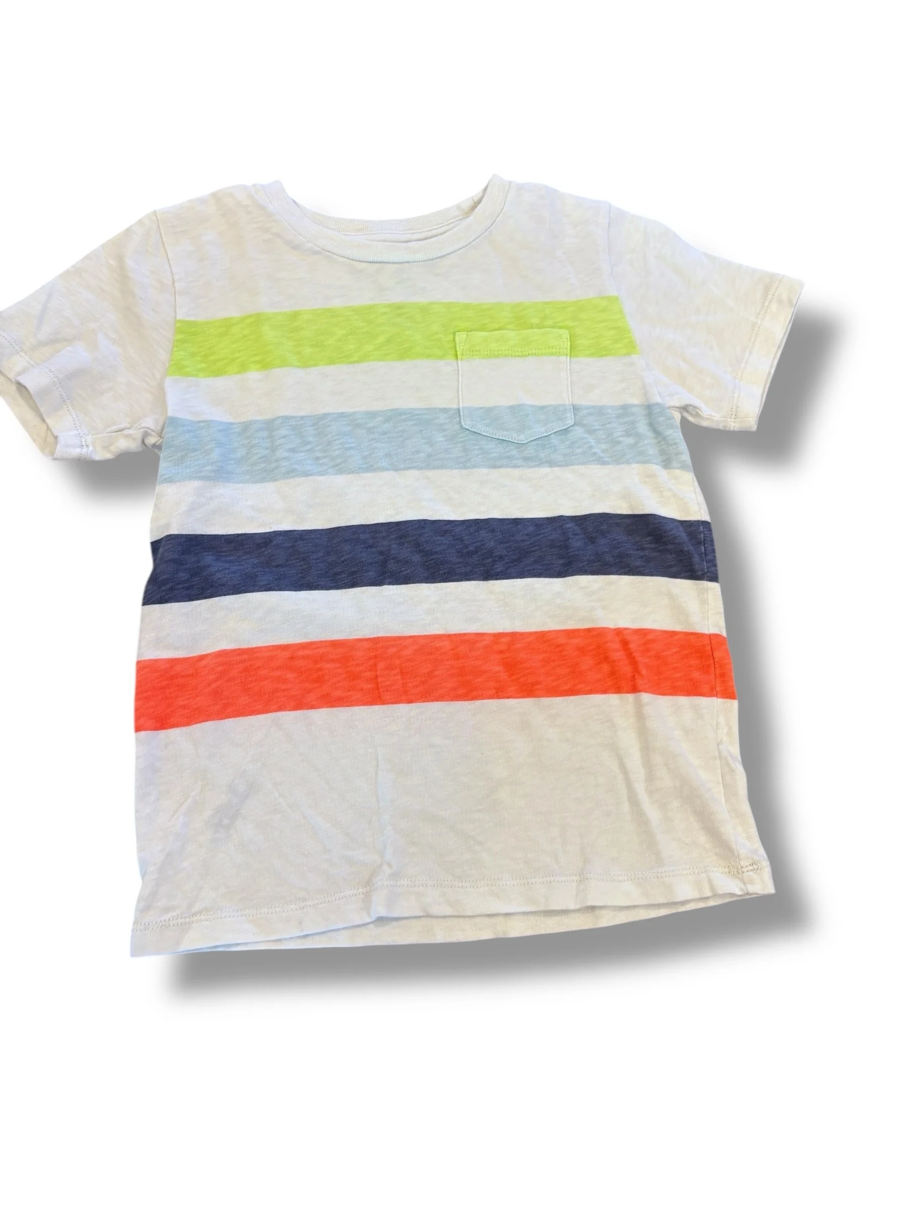 Size 8 Crewcuts white tee with multicolor stripes