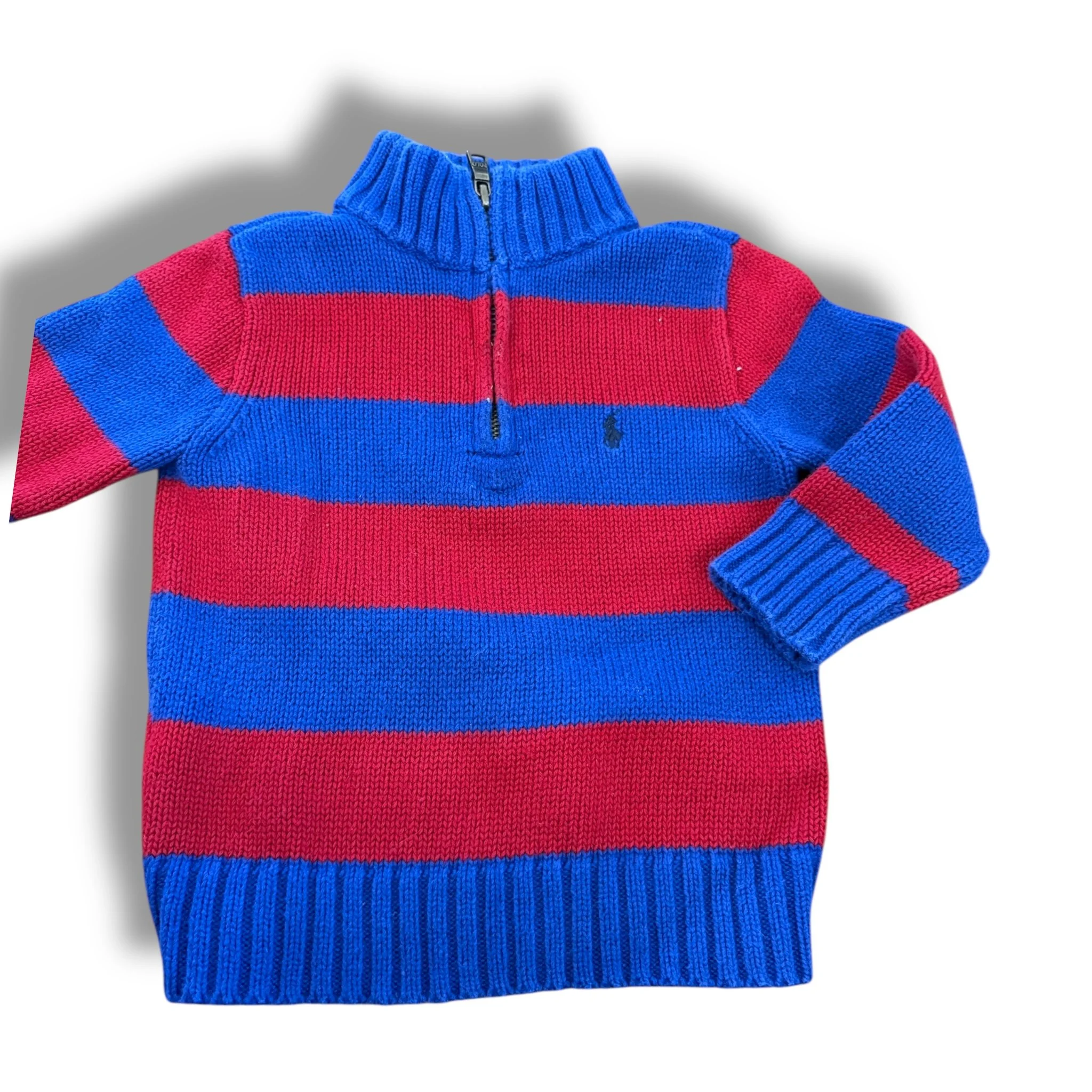 Size 18 month Ralph Lauren red/blue wide stripe quarter zip sweater