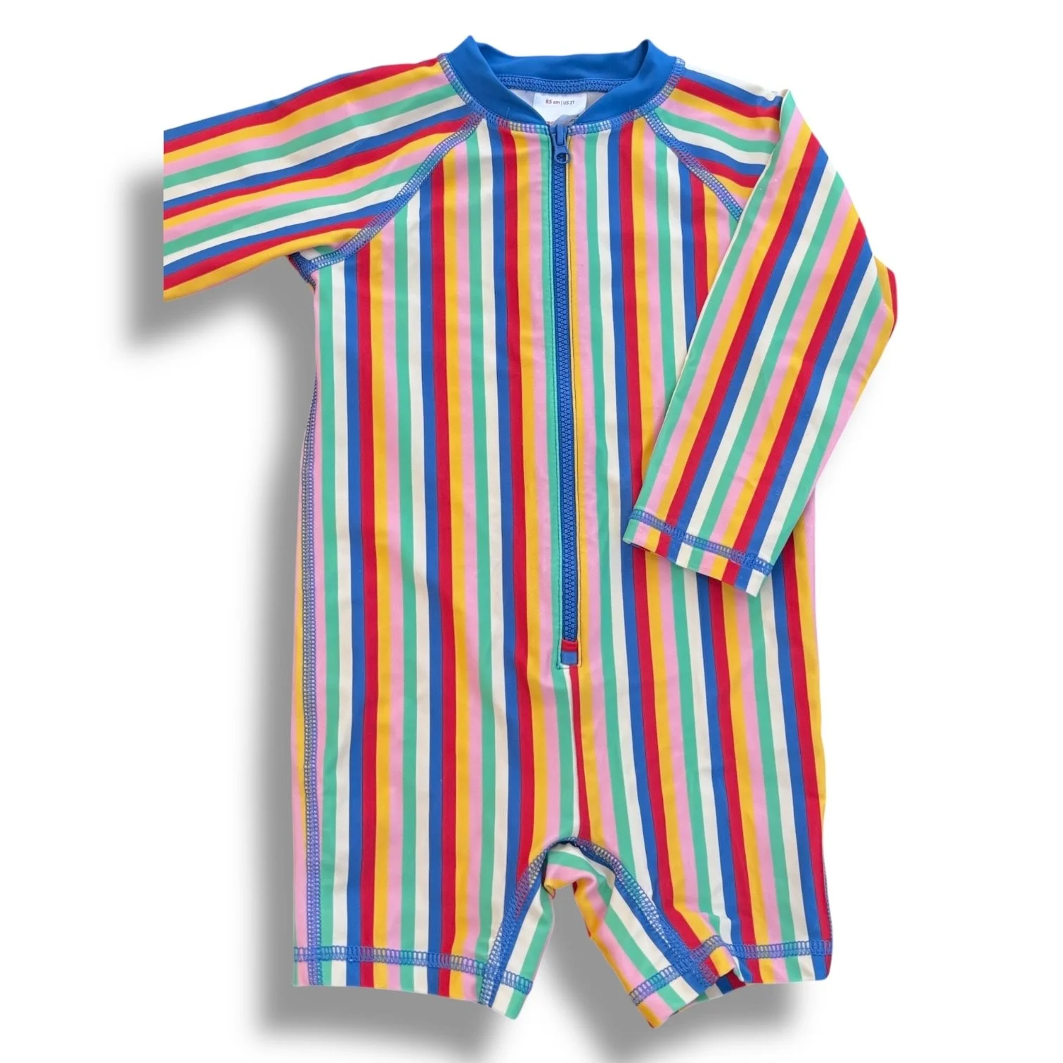 Size 2T Hanna Andersson rainbow striped rash-guard swimsuit