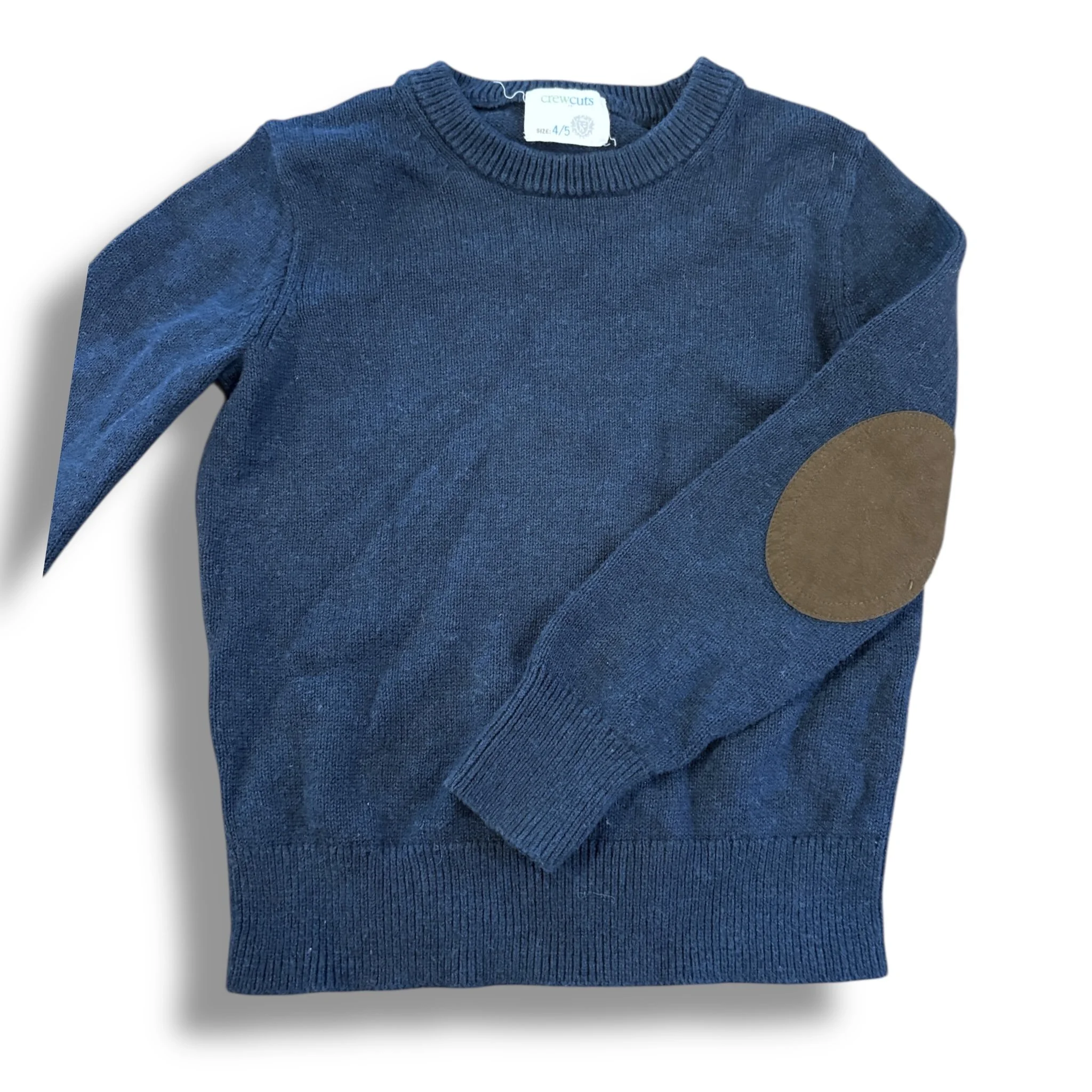 Size 4-5 Crewcuts navy sweater, suede elbows