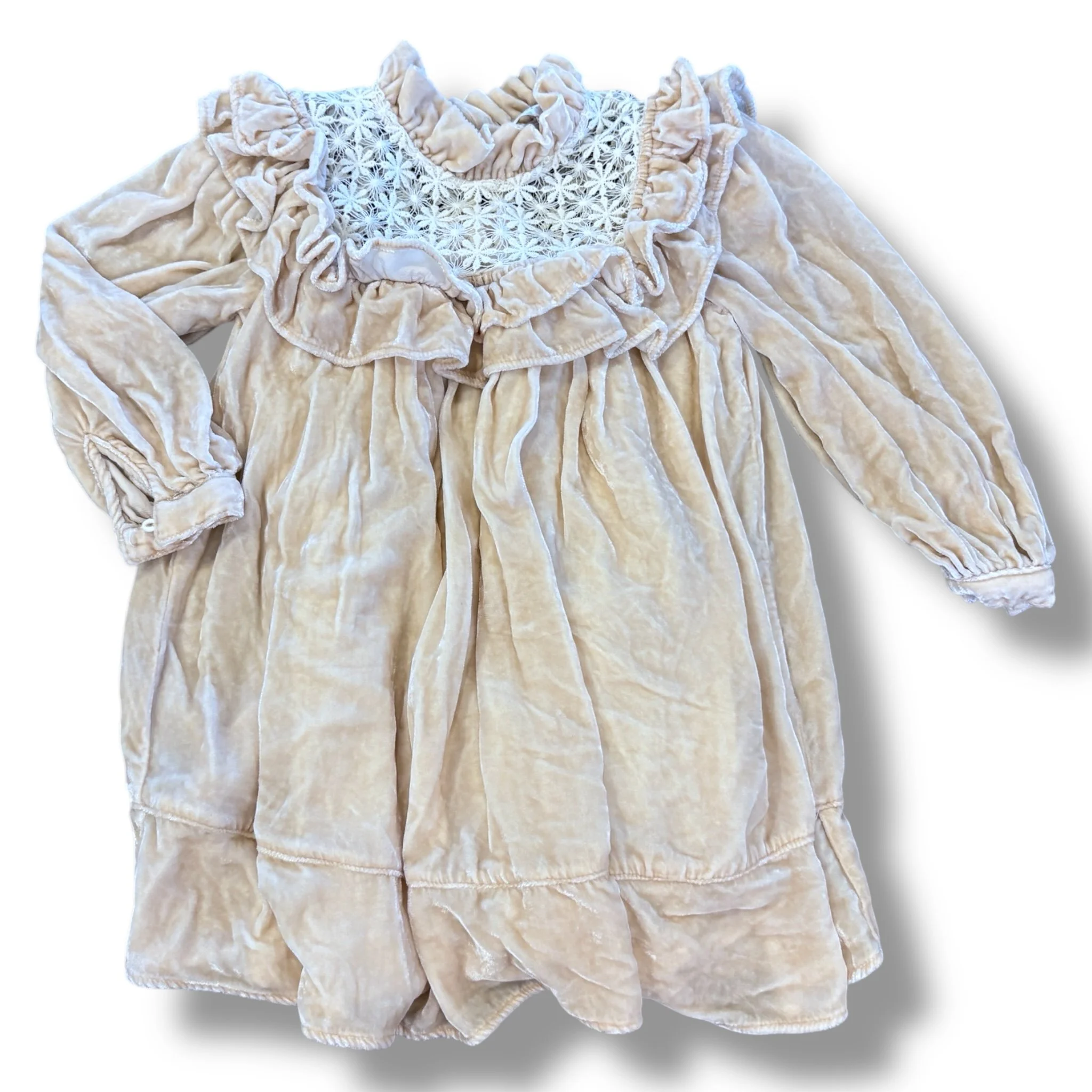 Size 3-6 month Petit amamlie cream velour bubble with floral lace chest