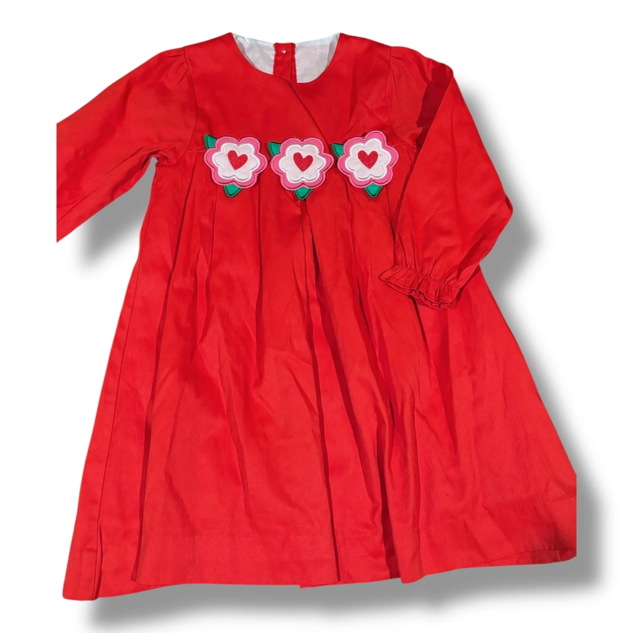 Size 4T Eliza James red dress w/ flower/heart appliqués