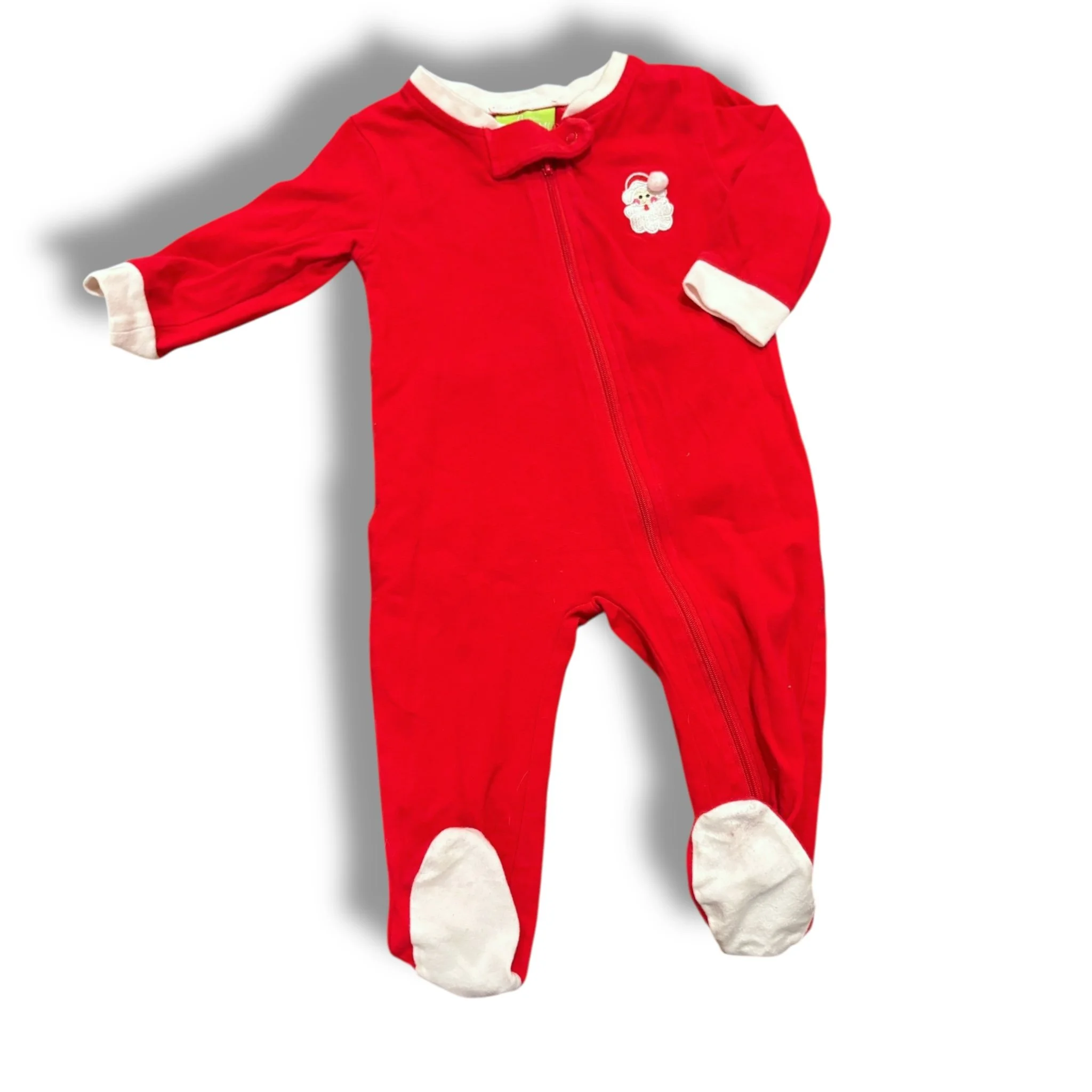 Size 9 month Classic whimsy red sleeper with santa, white trim