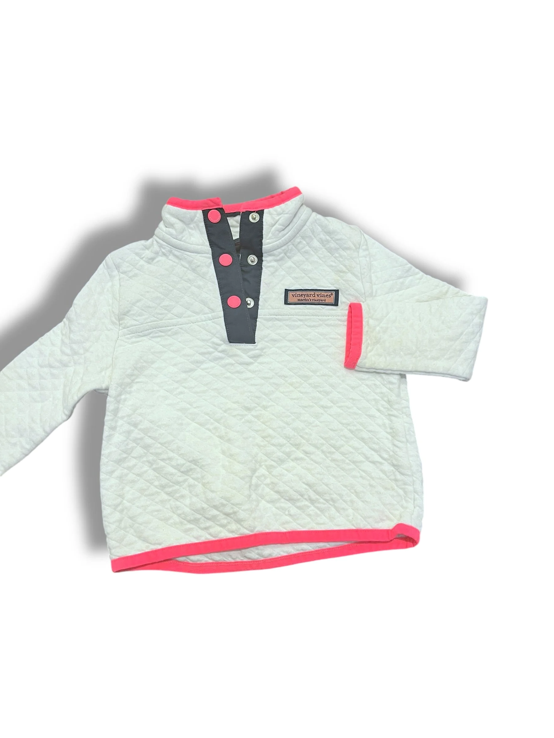 Size 2 Vineyard Vines white 1/4 zip with pink trim