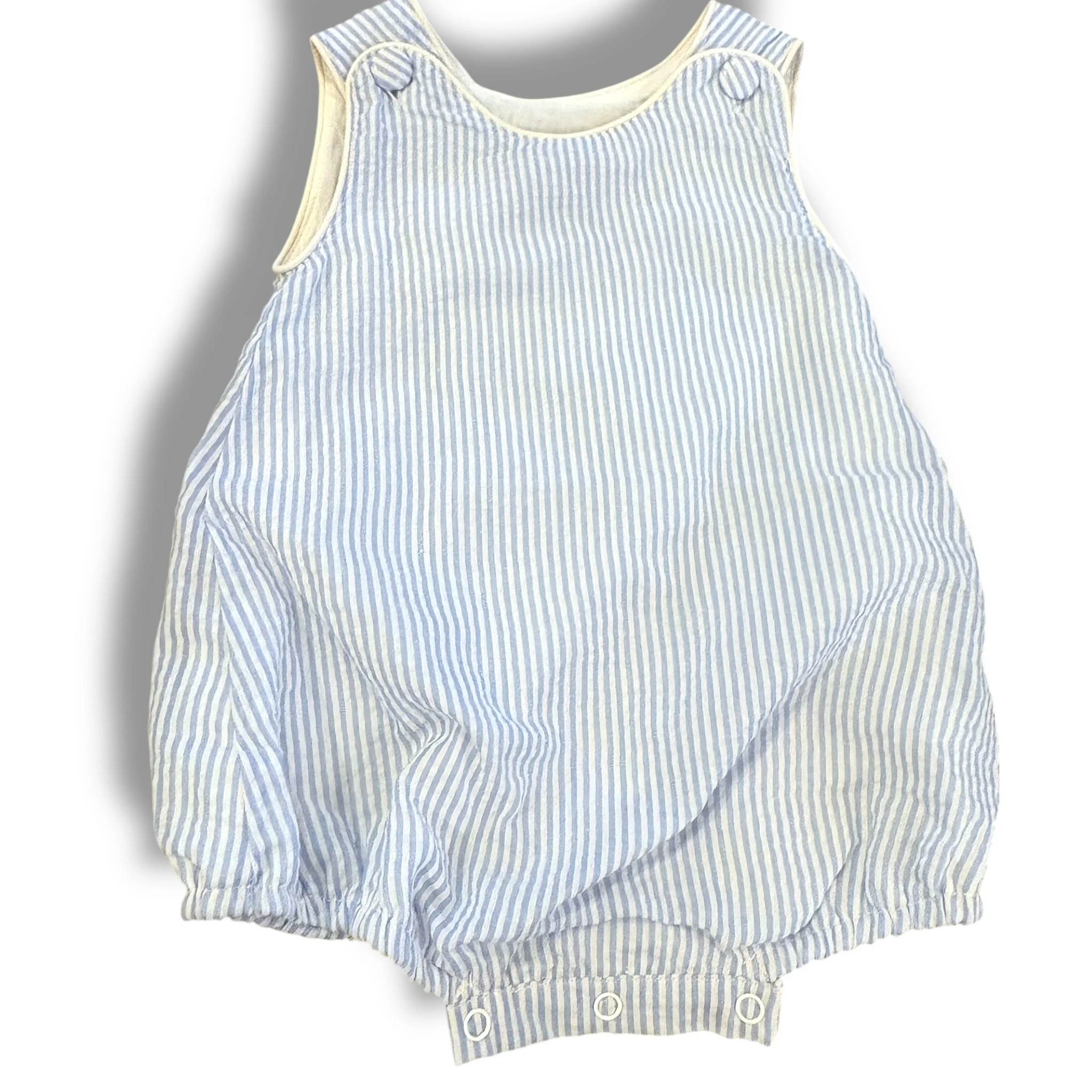 Size 3-6 month Lil cactus blue/white seersucker tank bubble