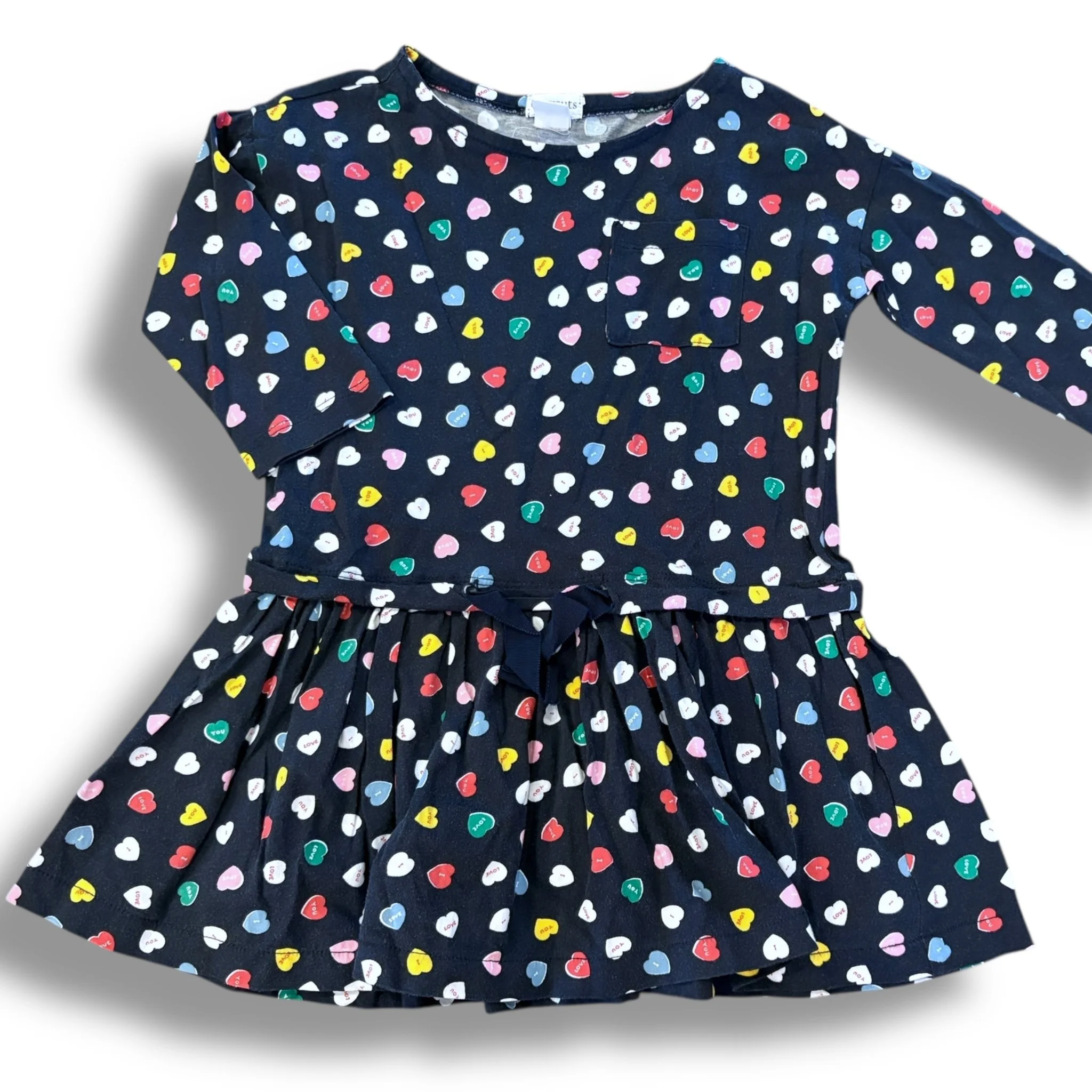 Size 3 Crewcuts navy dress with hearts- love, you